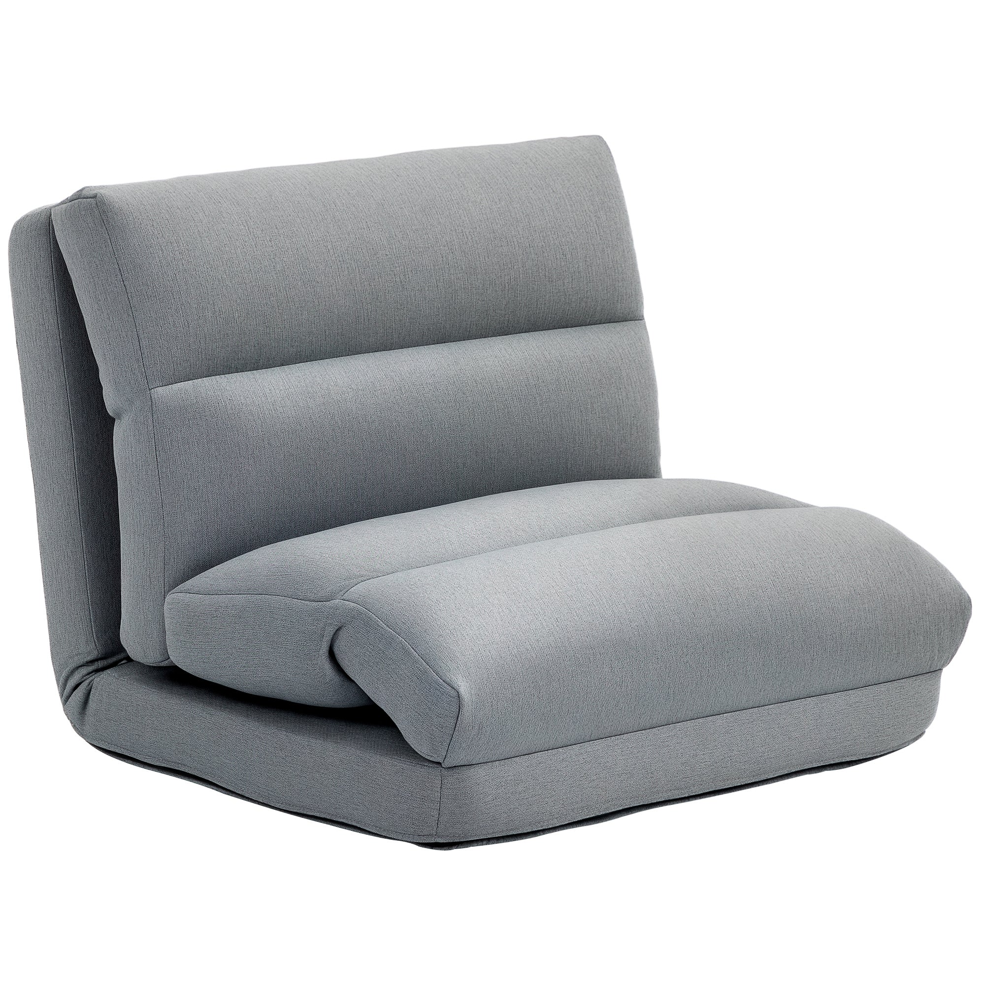 Floor Chair Floor Lounger with 6-Level Adjustable Backrest, Foldable Meditation Chair with Linen Look, Padded Floor Sofa for Living Room, Bedroom, Gray