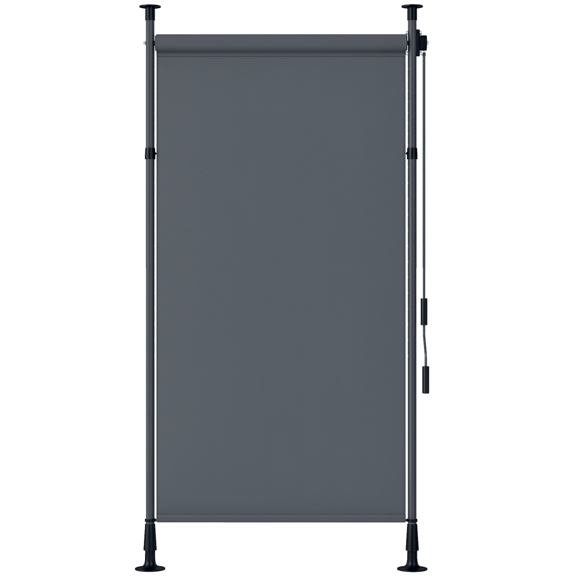 Vertical Awning 150 x 220-310cm Retractable Vertical Awning Clamp Awning with Crank Sun Protection Privacy Wind Protection External Roller Blind Awning for Balcony Terrace Garden Dark Gray