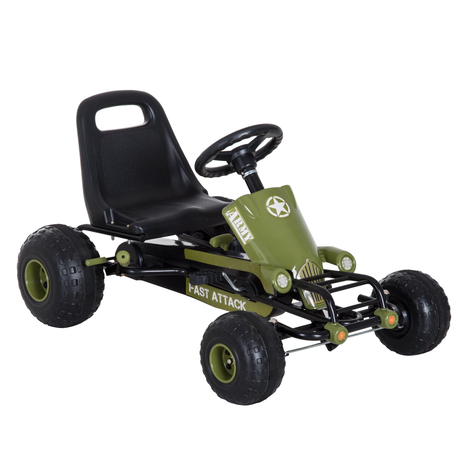 HOMCOM Παιδικό Κάρο Πεδάλων Go Kart με Χειρόφρενο, Μπροστά και Πίσω Ταχύτητα, Όχημα Παιδιών Kettcar Πεδάλων με Ρυθμιζόμενο Κάθισμα για Παιδιά 3-6 Ετών, 99 x 65 x 56 εκ. Πράσινο