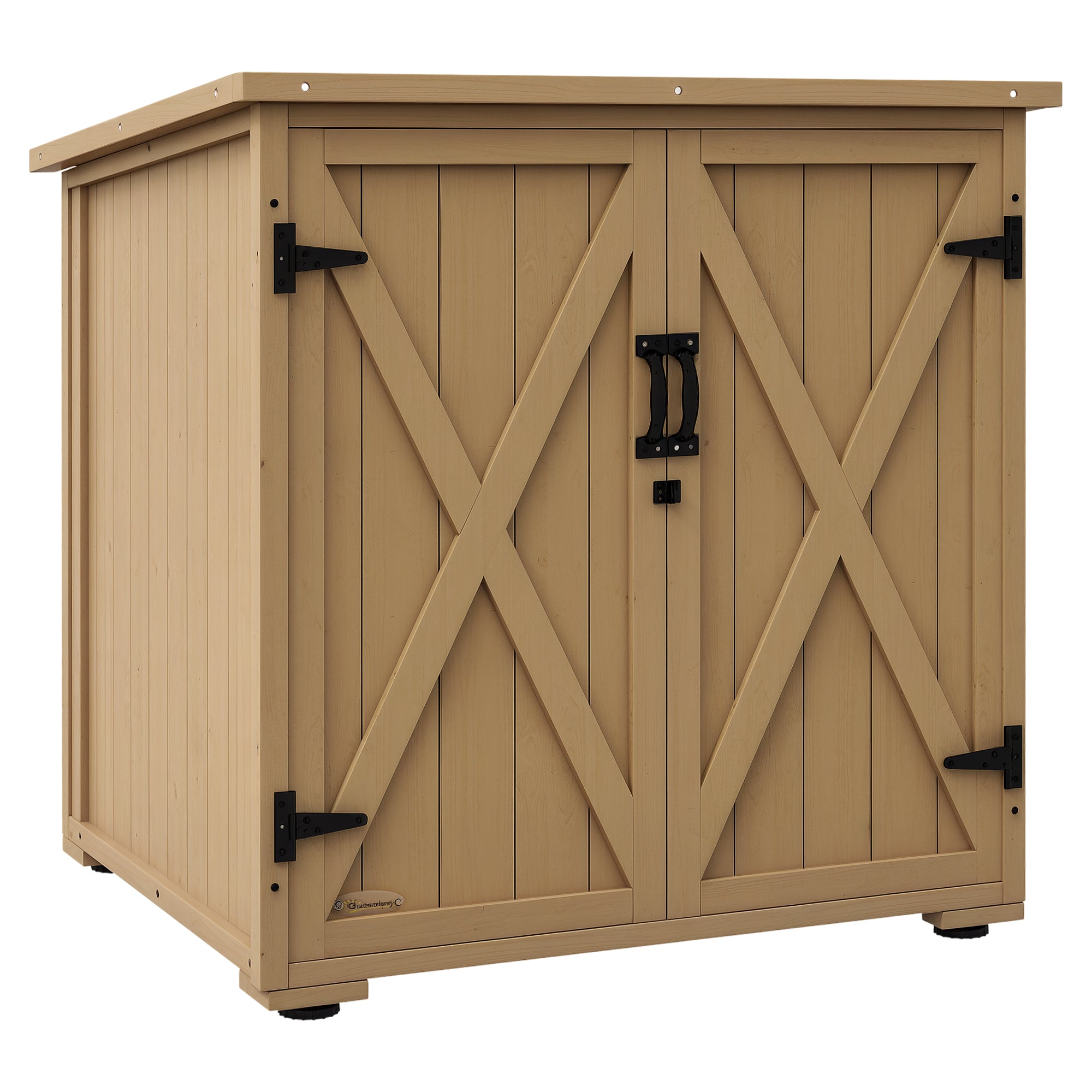 Outsunny Outdoor Storage Cabinet Wooden Tool Storage Shed with Double Doors Adjustable Shelf Asphalt Roof Weatherproof Garden Tool Cabinet for Patio Balcony Natural