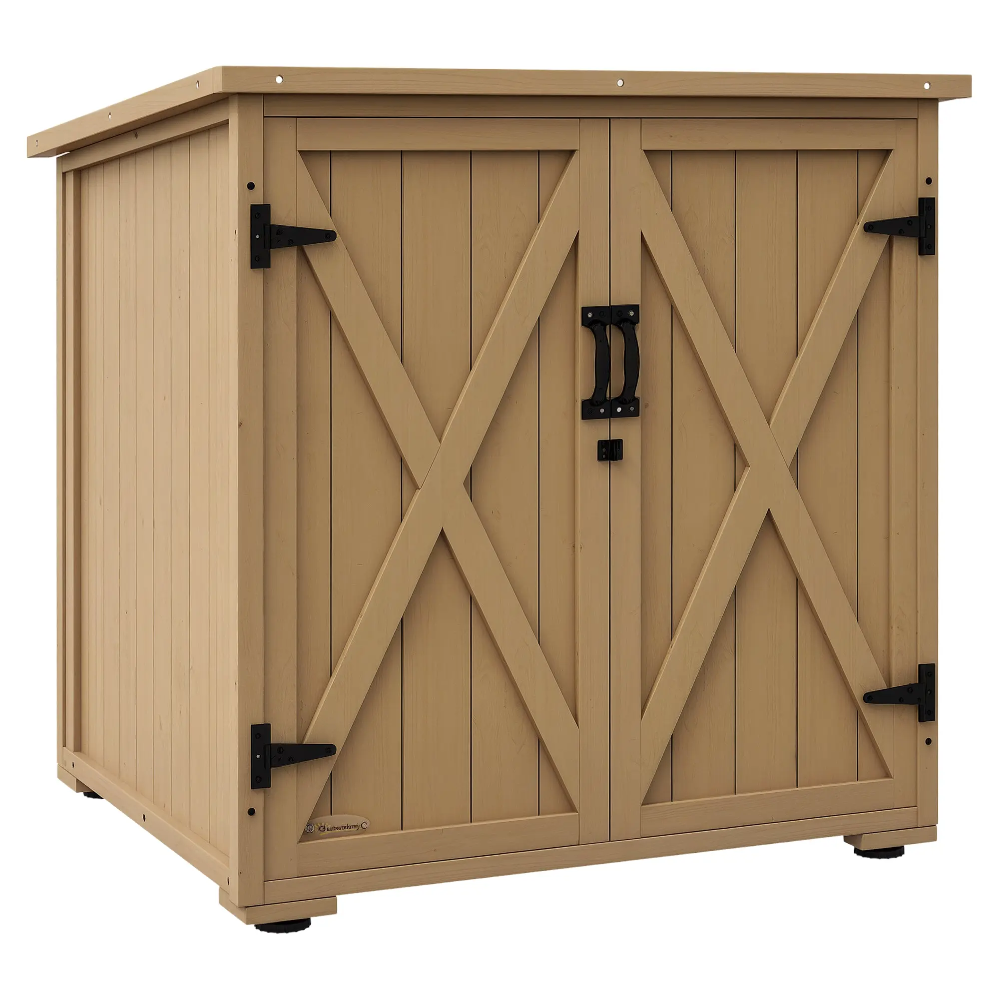 Outsunny Outdoor Storage Cabinet Wooden Tool Storage Shed with Double Doors Adjustable Shelf Asphalt Roof Weatherproof Garden Tool Cabinet for Patio Balcony Natural