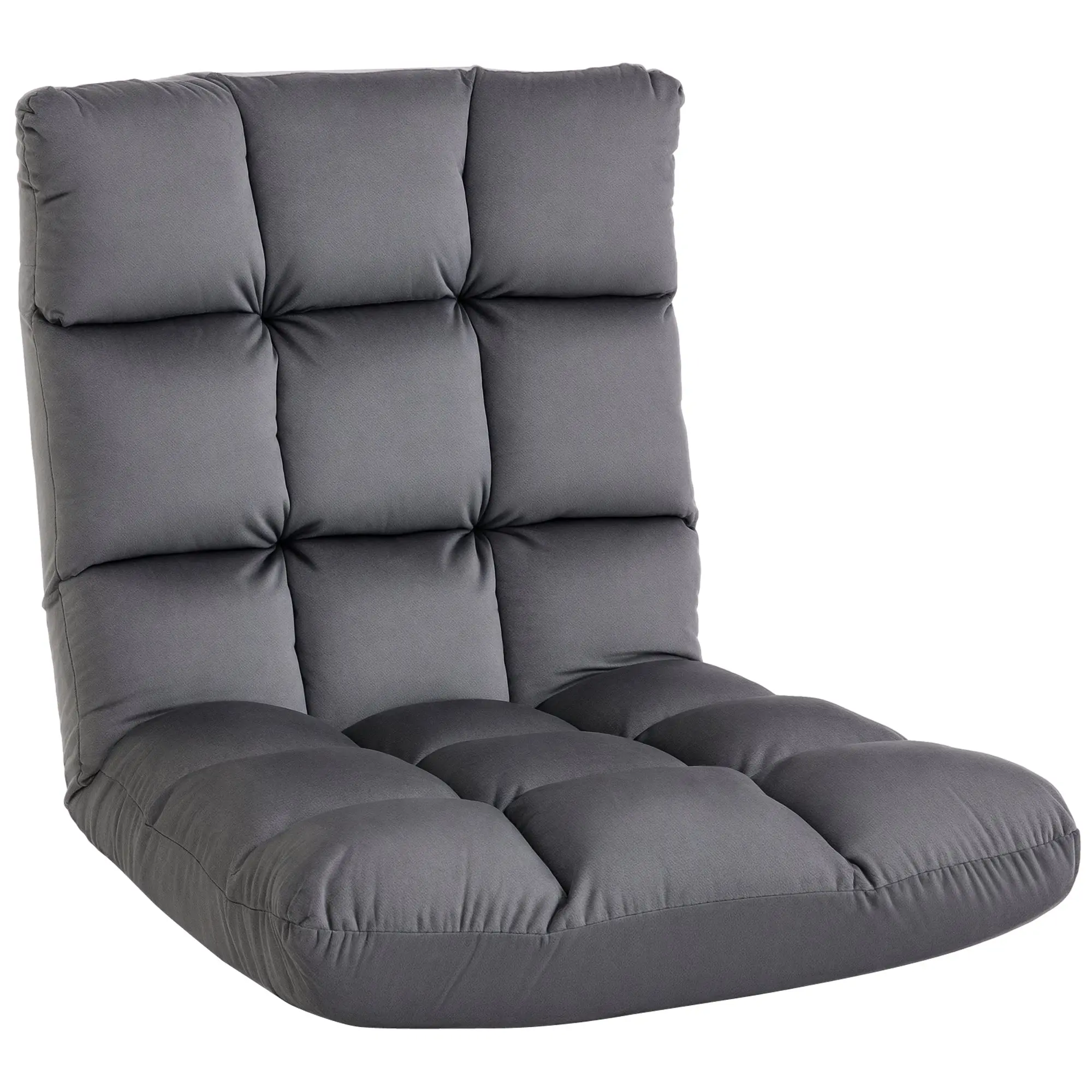 Floor Chair 3-in-1 Foldable Floor Seat with Backrest 13 Adjustable Positions Folding Recliner Seat Cushion Dark Gray Metal Foam 55 x 71 x 53.5 cm