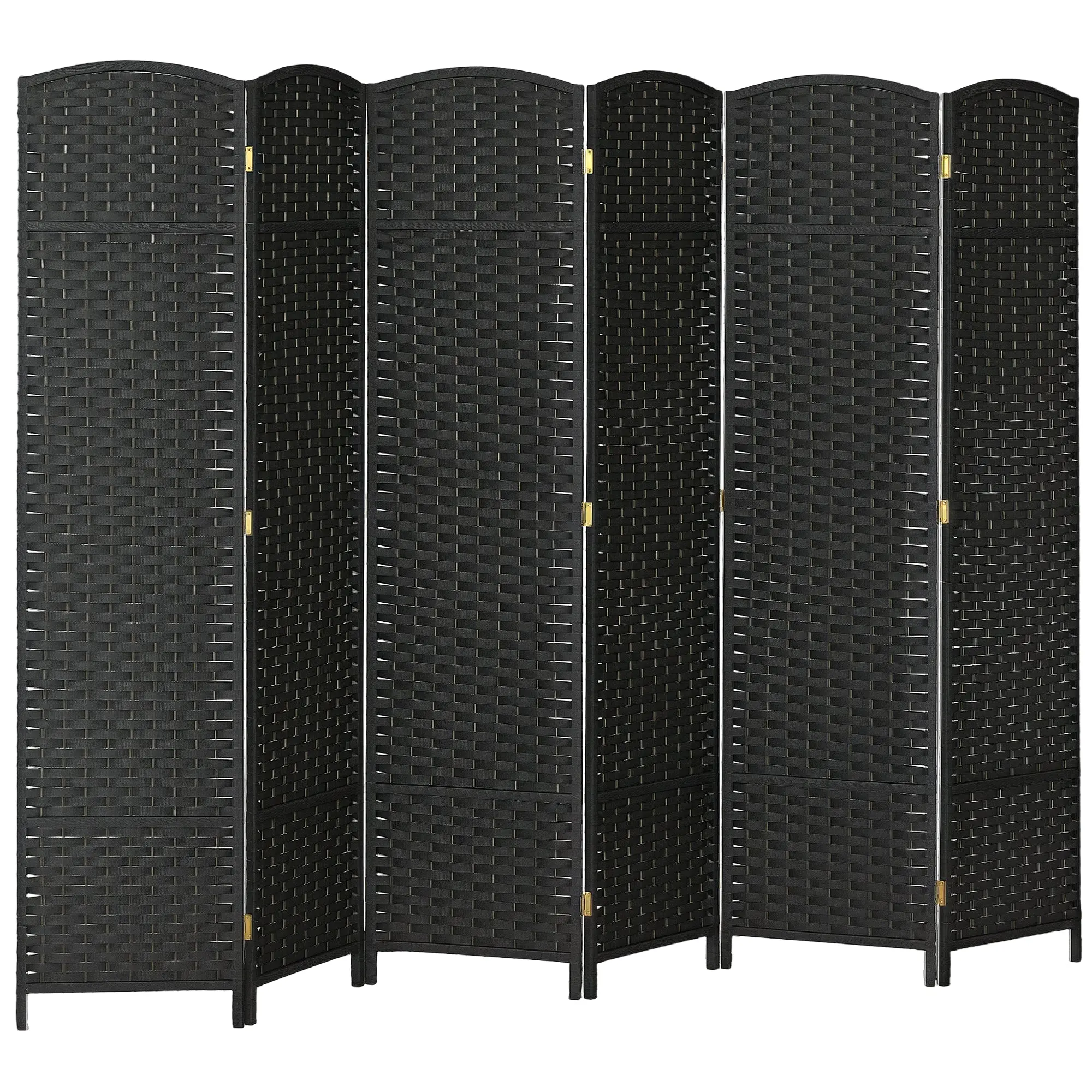 6-Panel Folding Room Divider 240x170 cm Privacy Screen Separator for Living Room Bedroom Office Black