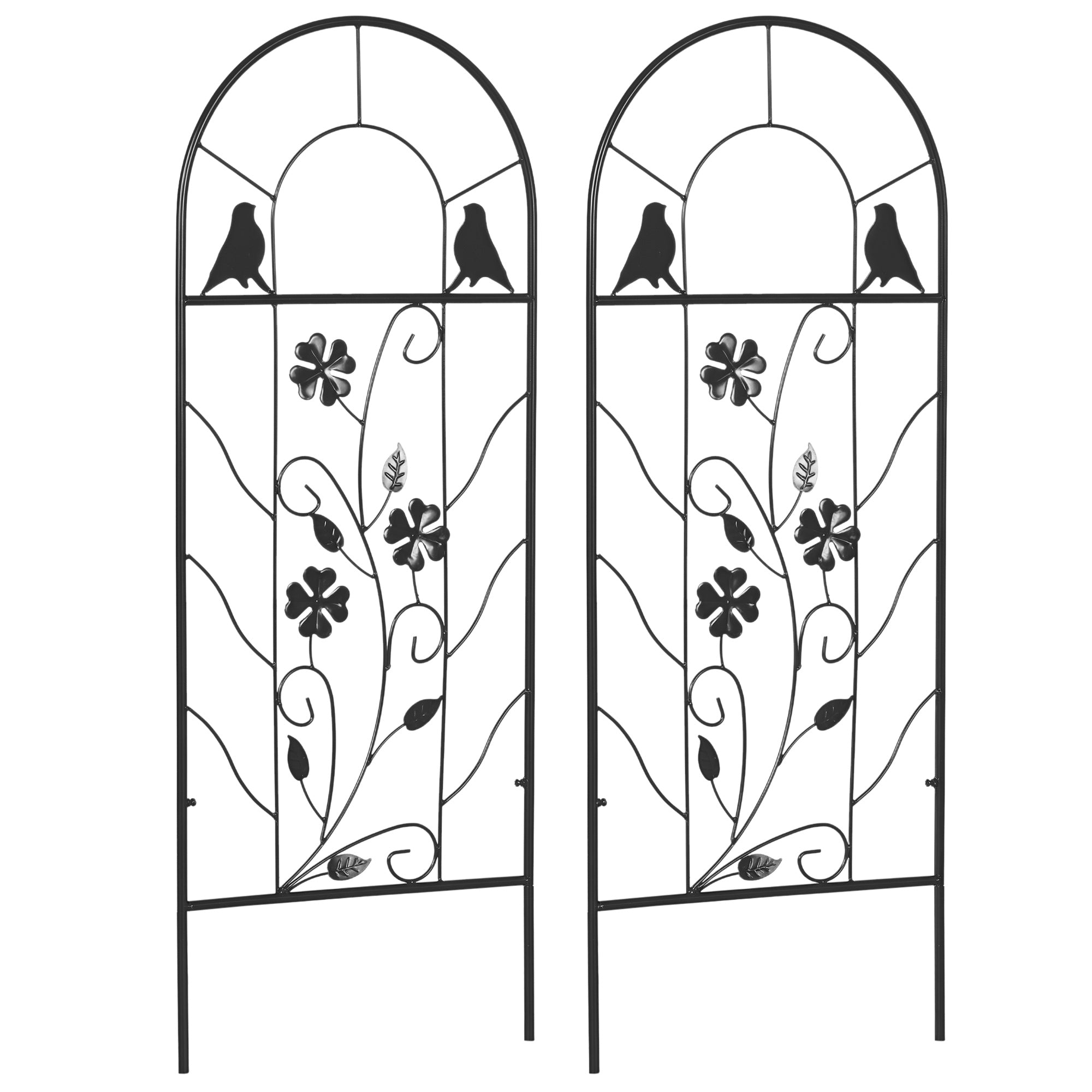Outsunny Metallspalier 2-teiliges Set für Kletterpflanzen 38 x 98 cm Garten-Spalier für Zimmerpflanzen Pflanzenspalier für Blumen Kletterpflanzen Schwarz
