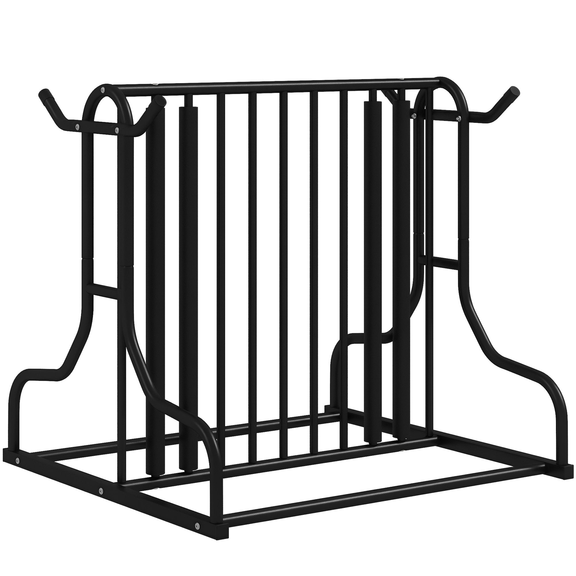 DURHAND Cykelstativ Multi-Stand Cykelholder Velegnet til 4 Cykler, Dobbelt-Sidet, Stål 90 x 80 x 80 cm, Sort