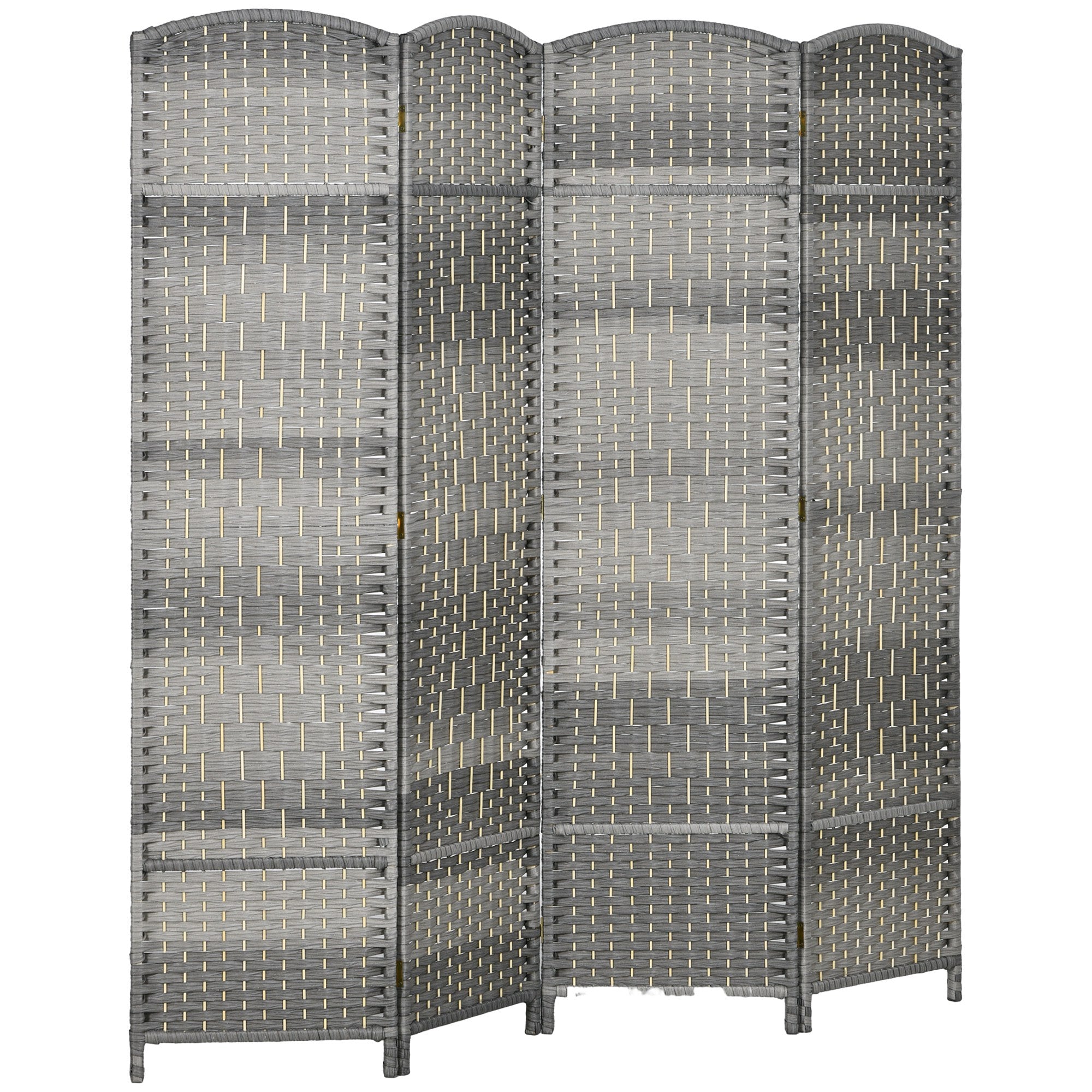 HOMCOM 4-Panel Faltbarer Raumteiler 180x180 cm Sichtschutzschirm Polypropylen für Büro Schlafzimmer Grau Mix