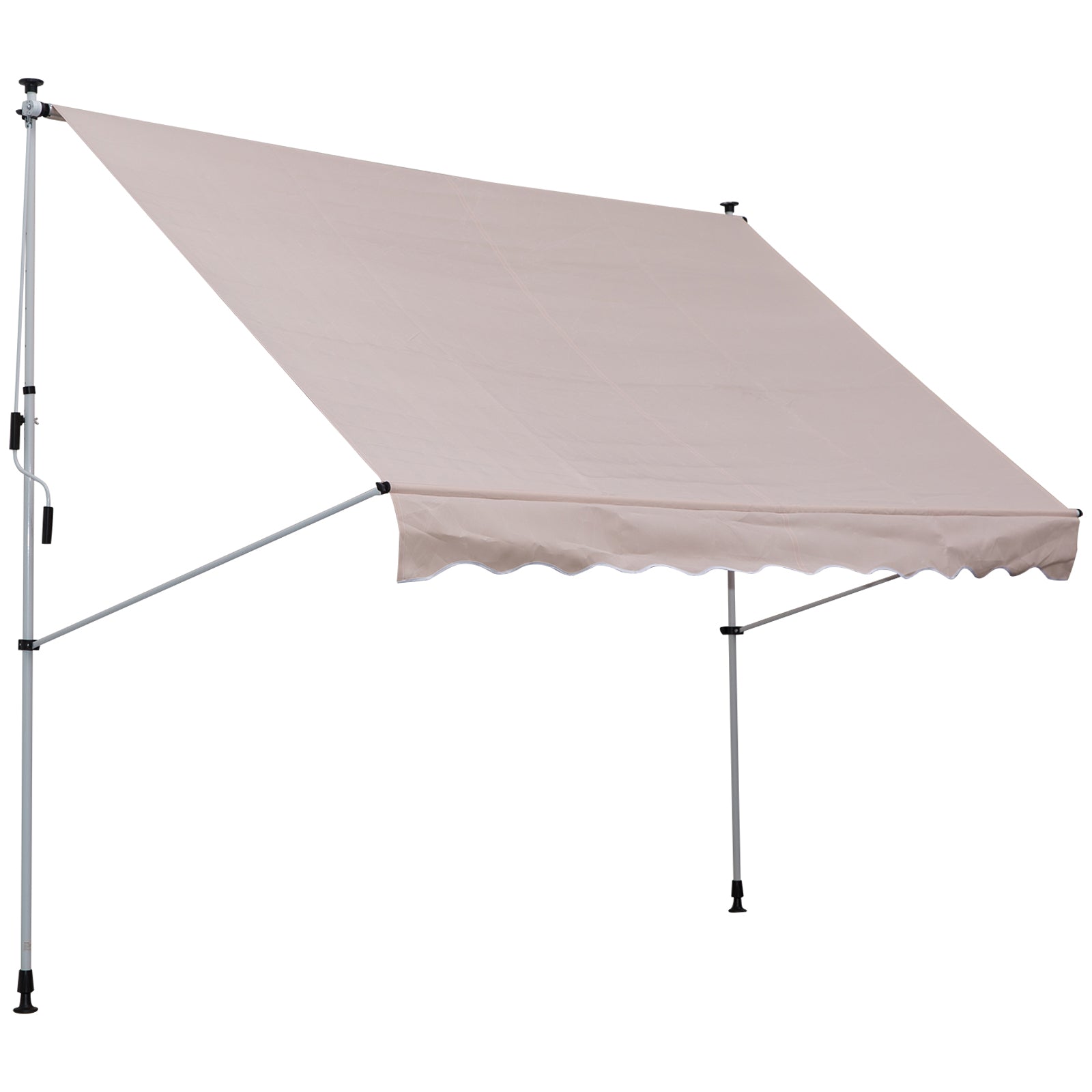 Outsunny Klanganwënsch mat Handkran, justéierbar Héicht, artikuléiert Arm, schied-repellant, wetter-resistent Balconewënsch 150cm Breite Patiowënsch fir Patio Balcon Veranda Crème Weiß