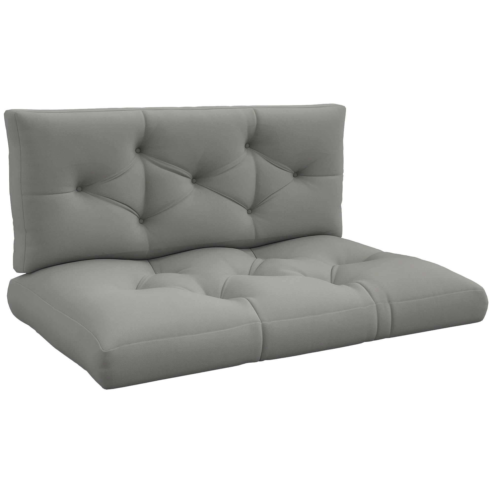 Outsunny 2-teiliges Palettenkissen-Set 120 x 80 x 10 cm Sitz + 120 x 40 x 10 cm Rückenlehne, UV- & wasserabweisend – Hellgrau