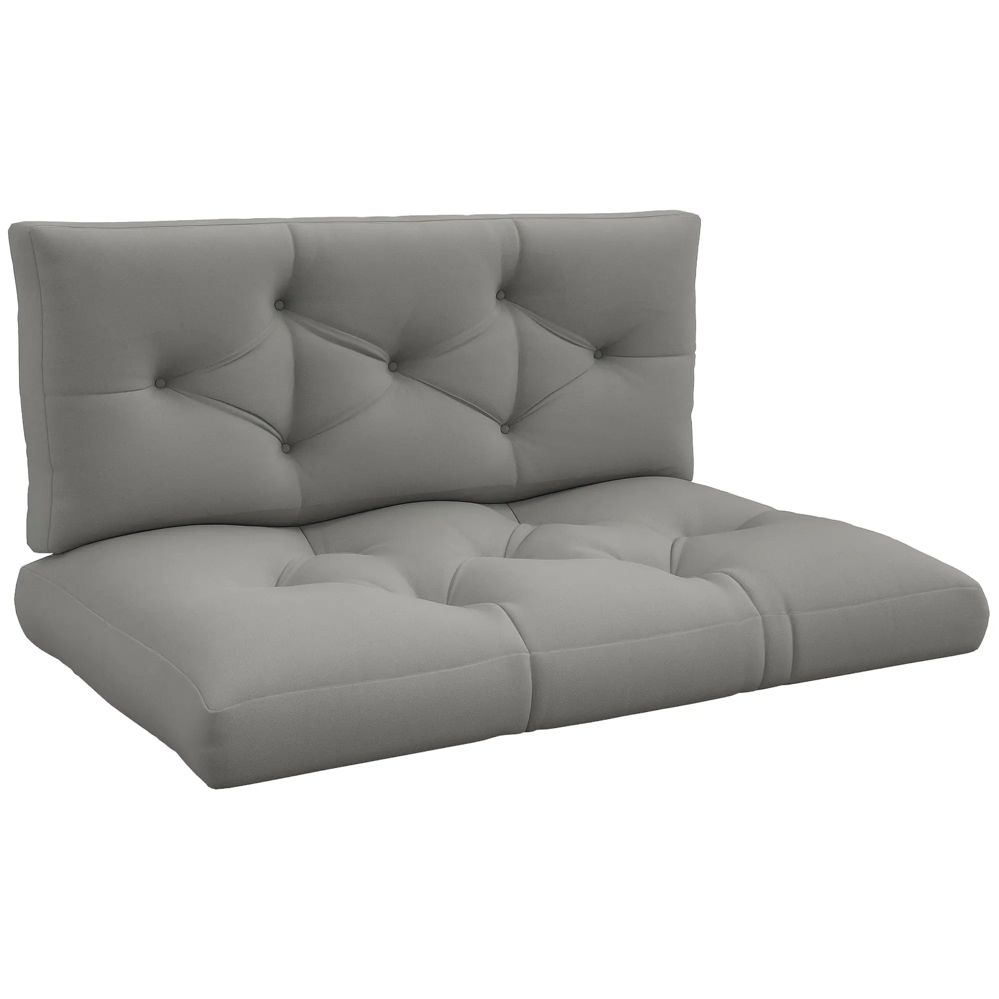2-Piece Pallet Sofa Cushion Set 120 x 80 x 10 cm Seat + 120 x 40 x 10 cm Backrest, UV-Protected, Water-Resistant Outdoor Pad for Pallet Sofa/Balcony – Light Gray