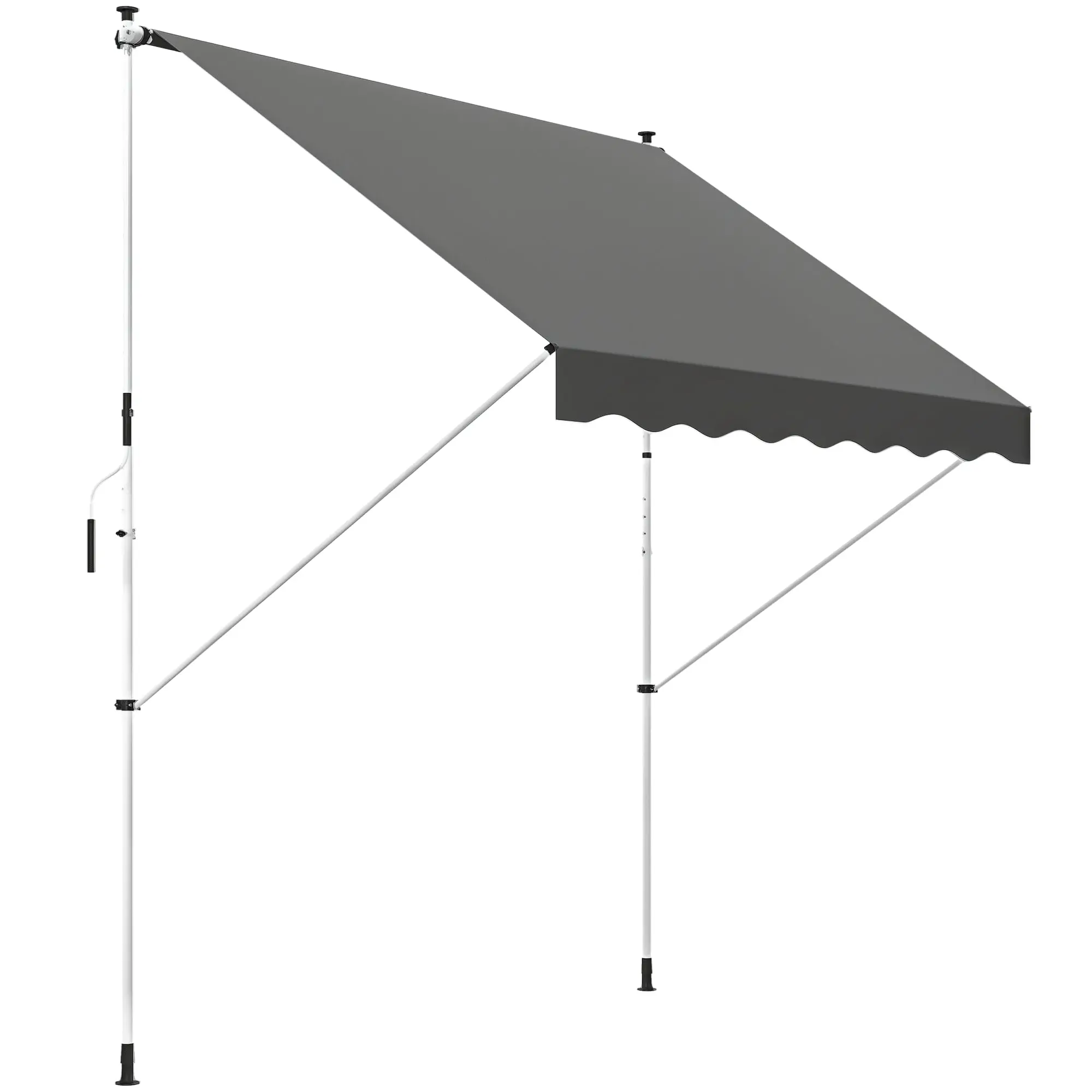 Clamp Awning with Hand Crank Adjustable Height Retractable Arm Awning Dirt-resistant, Weather-resistant Balcony Awning 150cm wide Patio Awning for Terrace Balcony Porch Gray