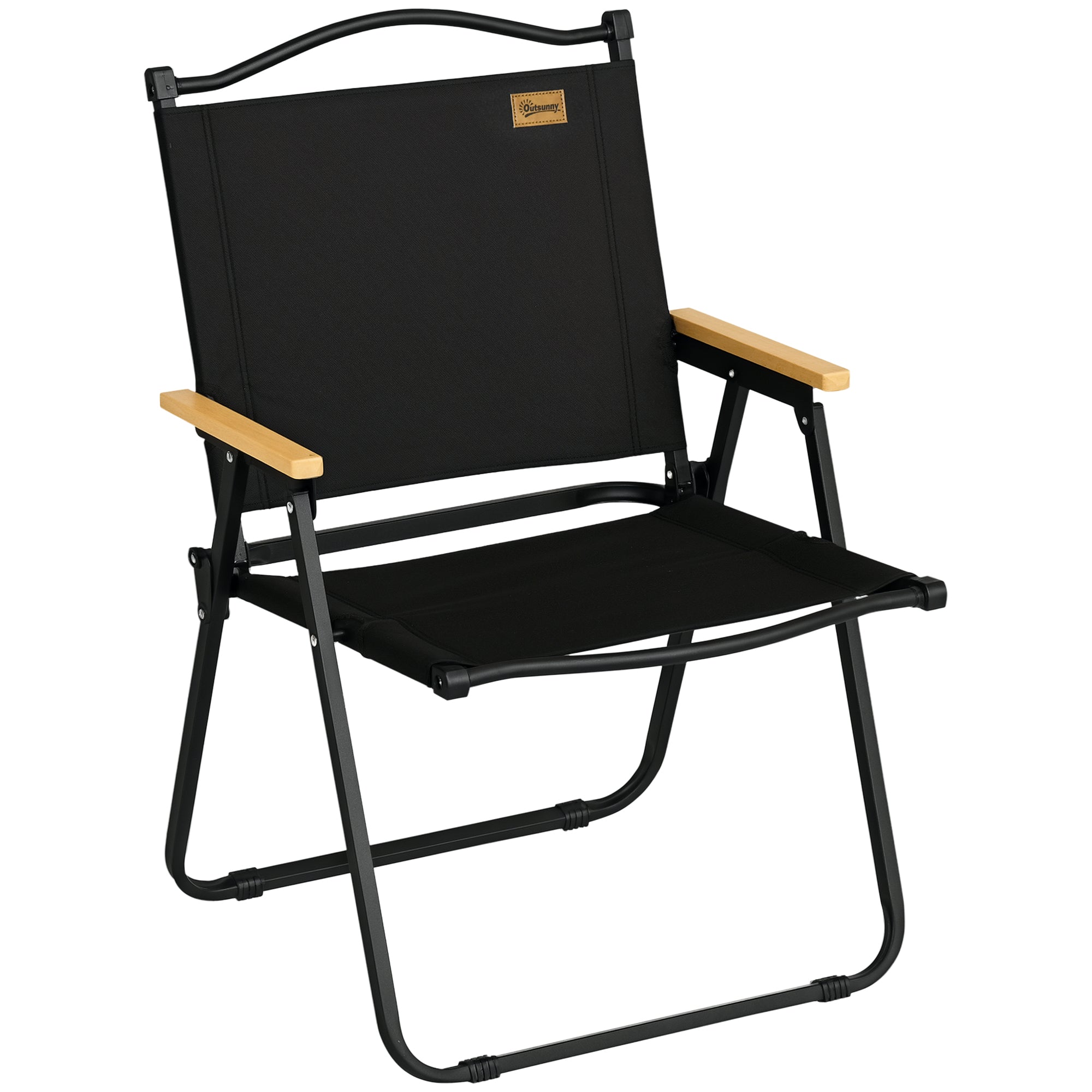 Outsunny Campingstuhl Faltstuhl mit Armlehnen - Oxfordstoff und Stahlrahmen - 54 x 59 x 78 cm - Schwarz