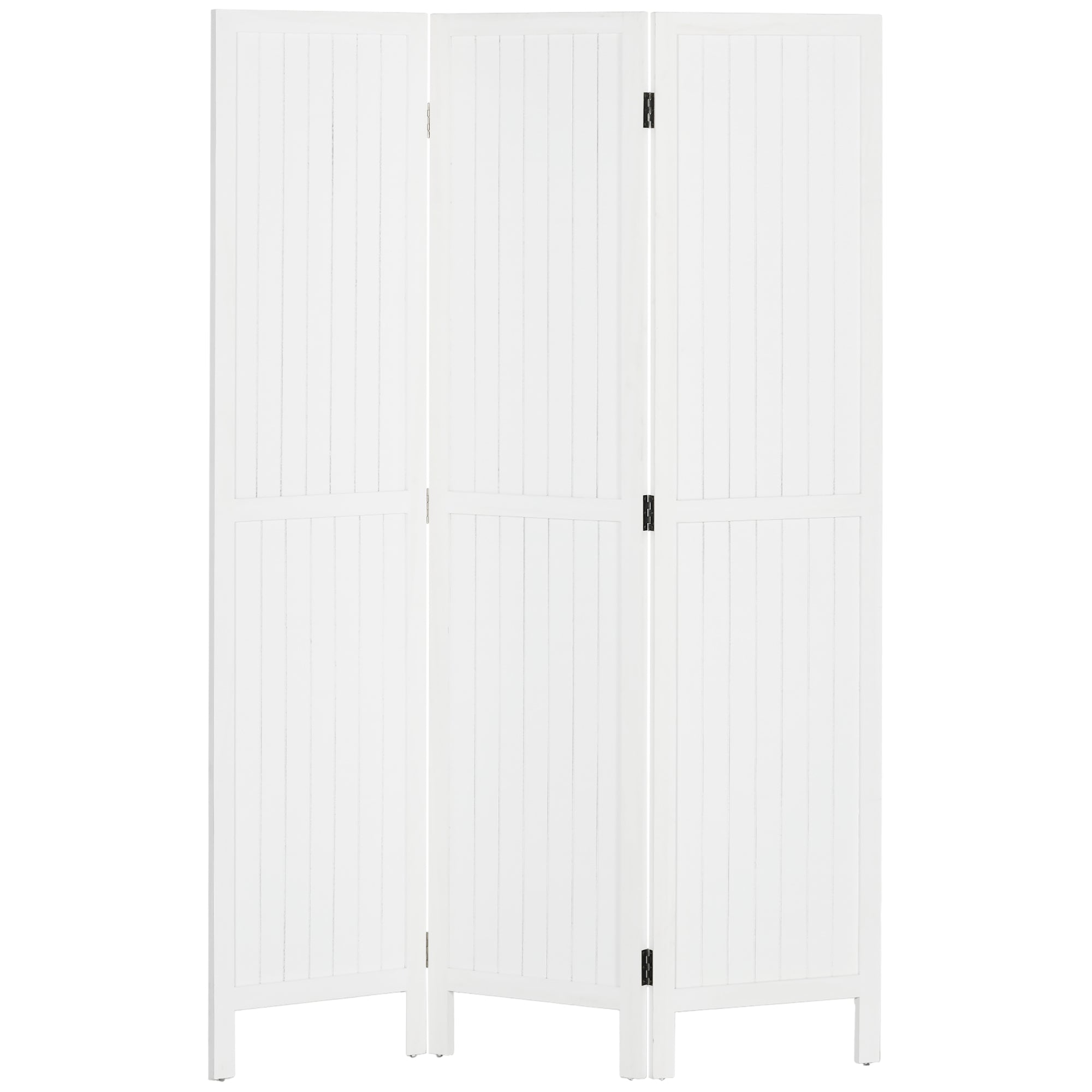 HOMCOM 3-Panel Klapp-Raumteiler 120x1,8x170 cm Sichtschutz im Rustikalen Stil für Büro Schlafzimmer Wohnzimmer Weiß