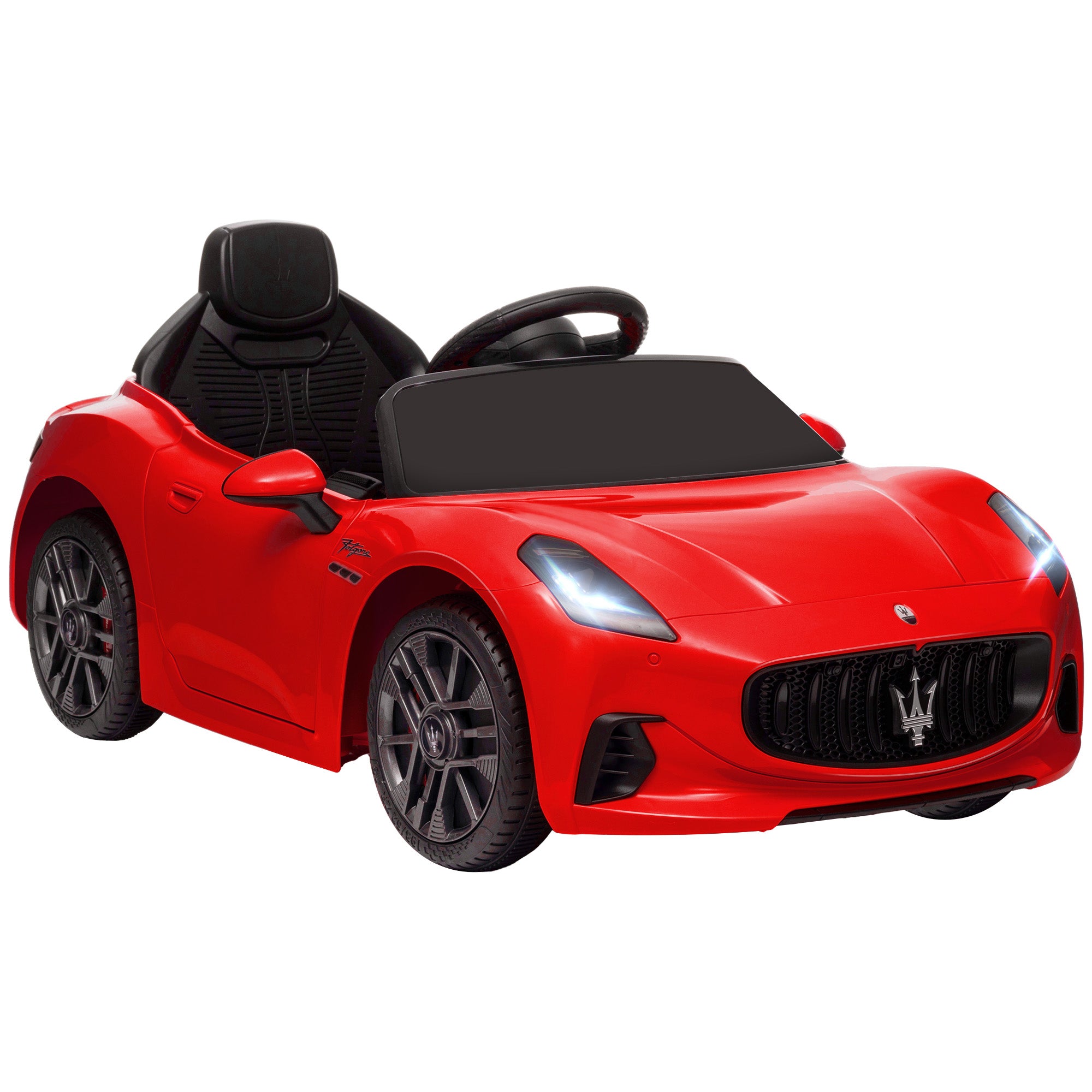 AIYAPLAY Elektriline Auto Lastele alates 3. eluaastast Maserati Gran Turismo Folgore 2 Võimsa Mootoriga 12V Aku Kiirus 3-5 km/h 2.4G Kaugjuhtimispult Esituled Signaal ja MP3 Punane