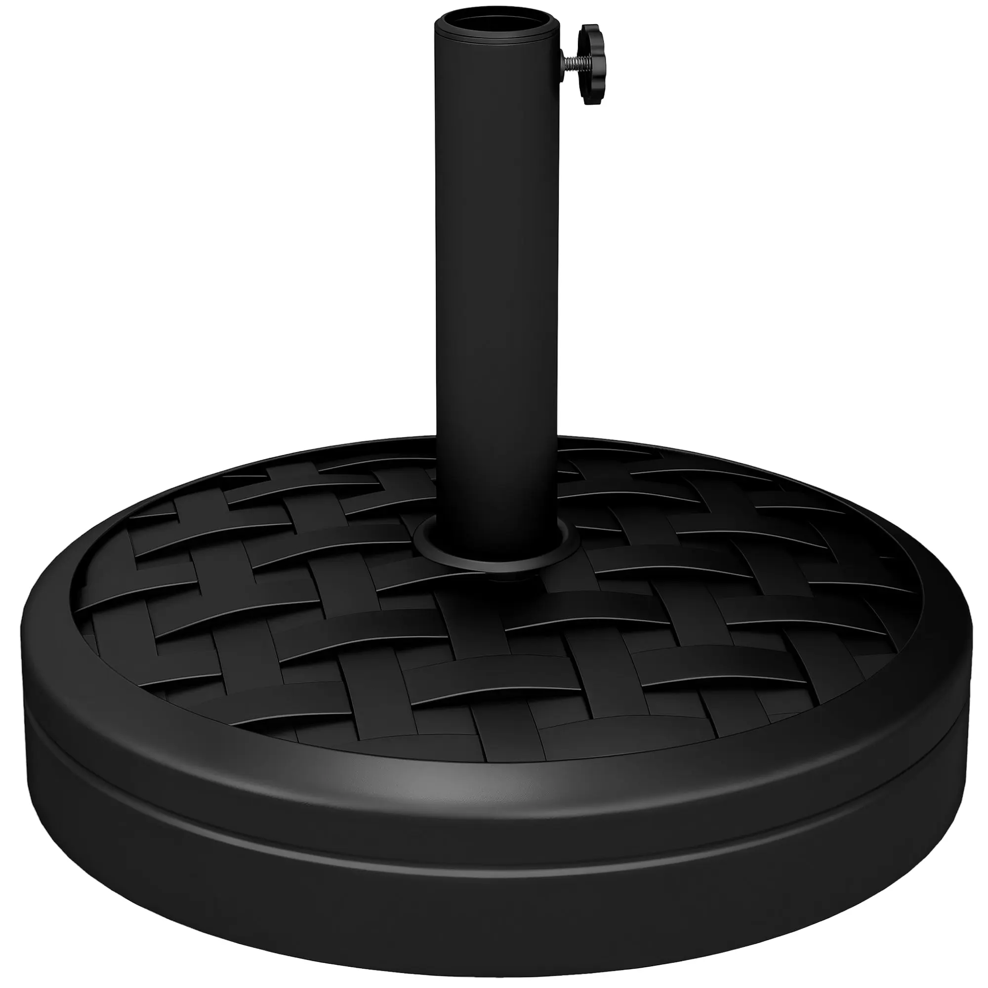 40 lbs Umbrella Base with Swivel Crank and Woven Design, Metal, HDPE, and Cement Stand, for Umbrella Poles ?38/48 mm, ?45x36 cm, Black