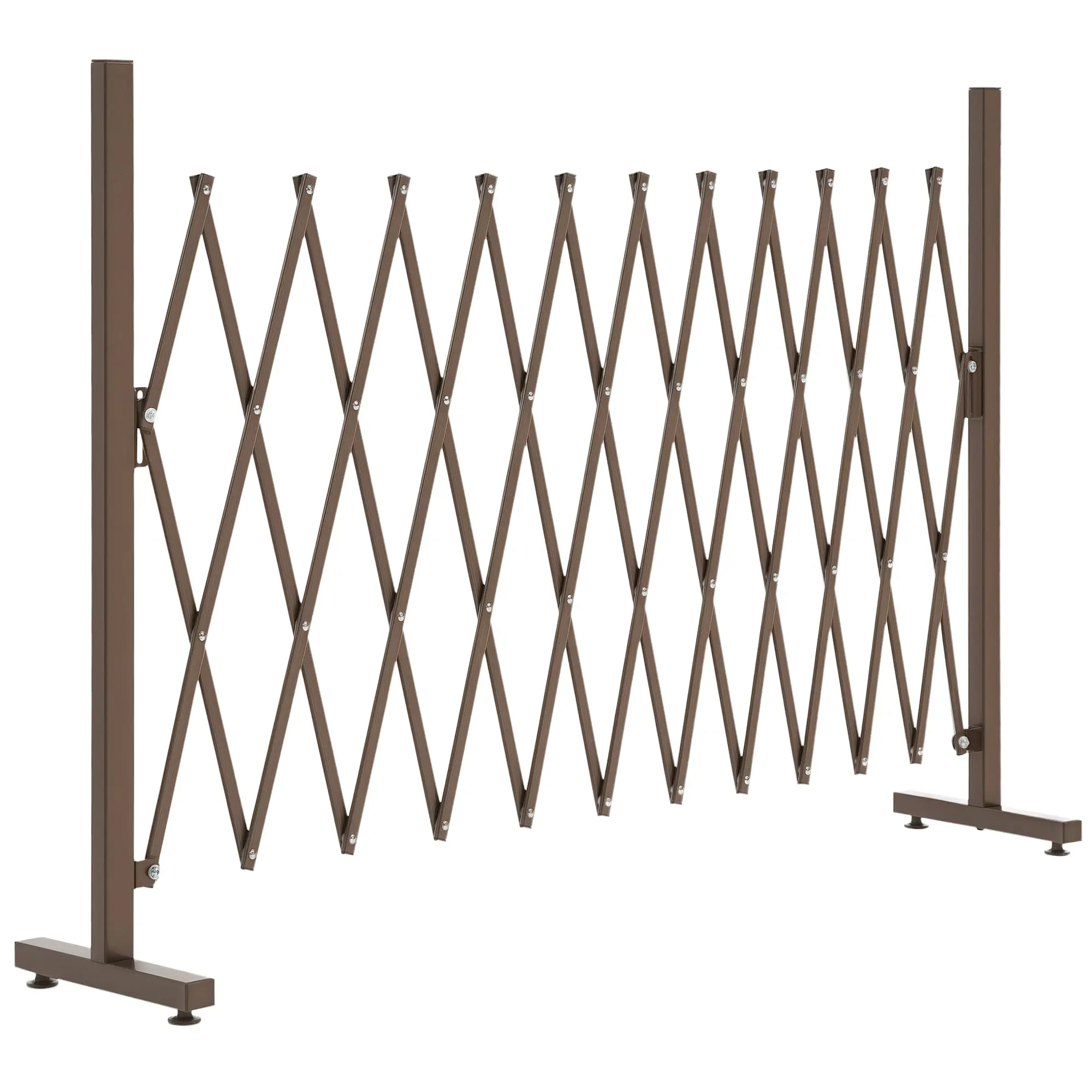 Expandable Garden Fence 35–300 cm, Freestanding Scissor Gate Barrier, Portable Aluminium Trellis Fence, Folding Outdoor Divider for Garden, Garage, Patio and Balcony, Dark Brown