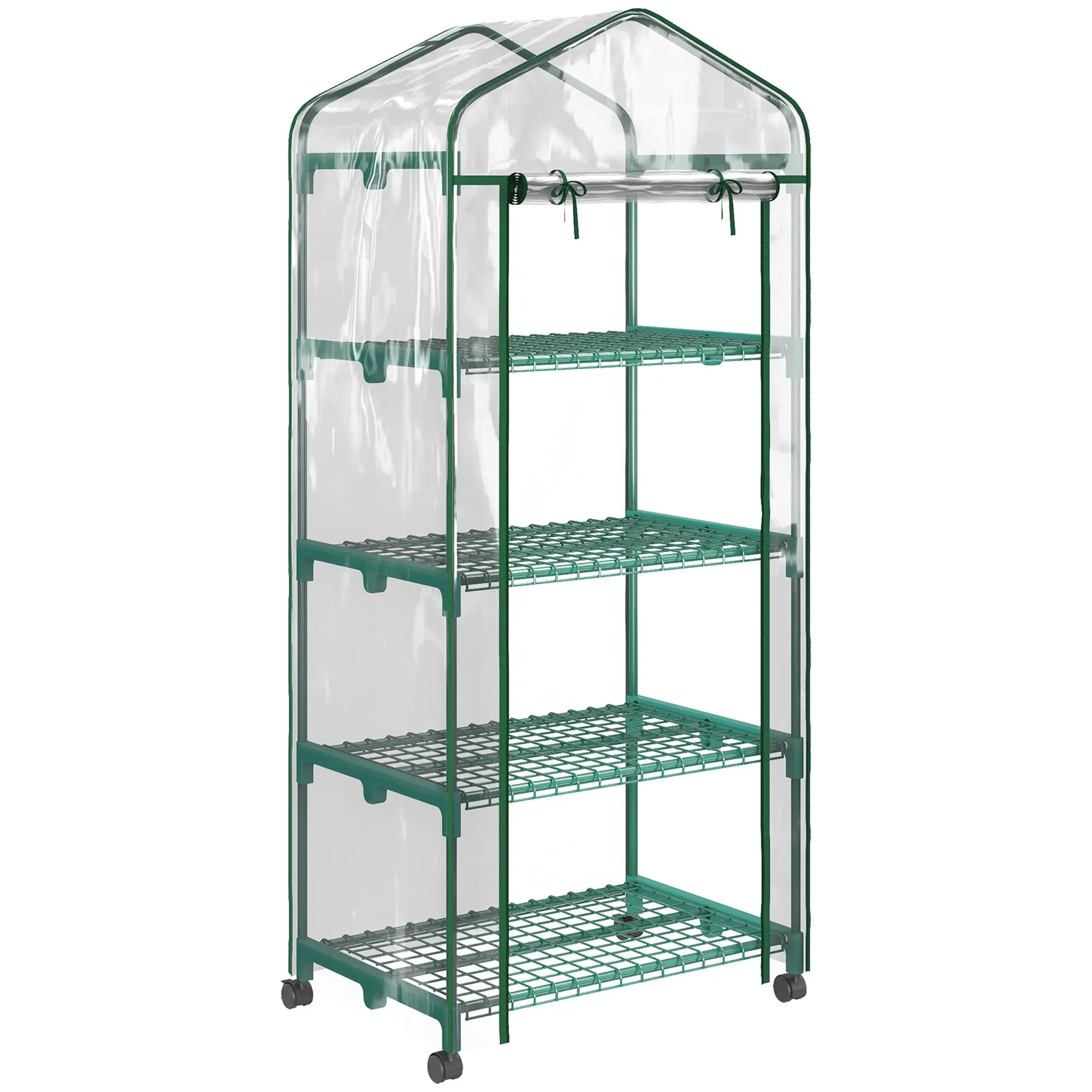 Greenhouse with Roll, Shelves, Winterproof Steel Greenhouse, Greenhouse for Balcony, Garden, Tomato House 69 x 50 x 165 cm, Tomato Greenhouse for Tomatoes, Flowers, Plants Transparent