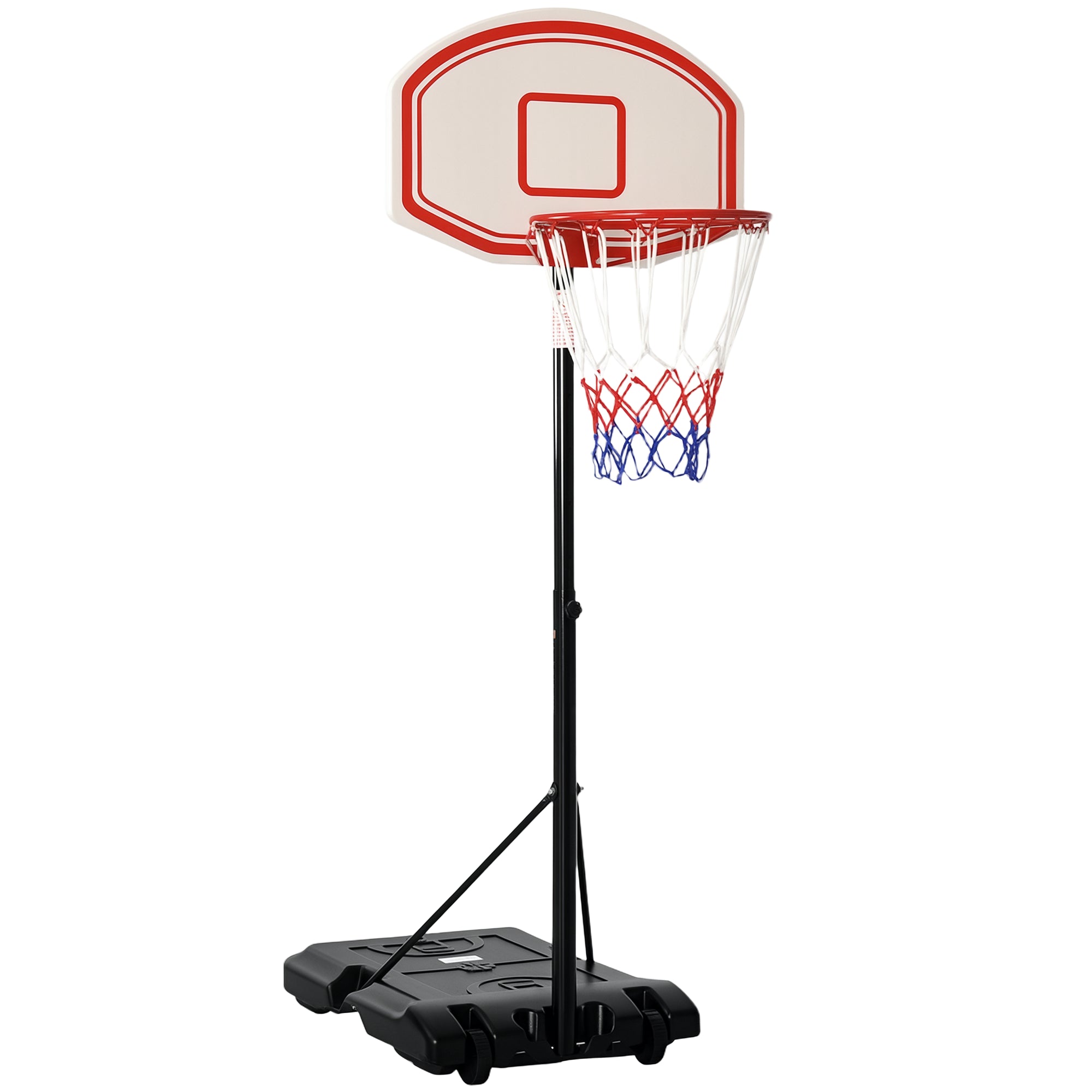 Panier de Basketball HOMCOM pour Extérieur, Hauteur Réglable de 175 à 215 cm avec Roues, Panier de Basketball Intérieur avec Support 71 x 45 cm de Surface de Jeu, Idéal Cadeau pour les Adolescents