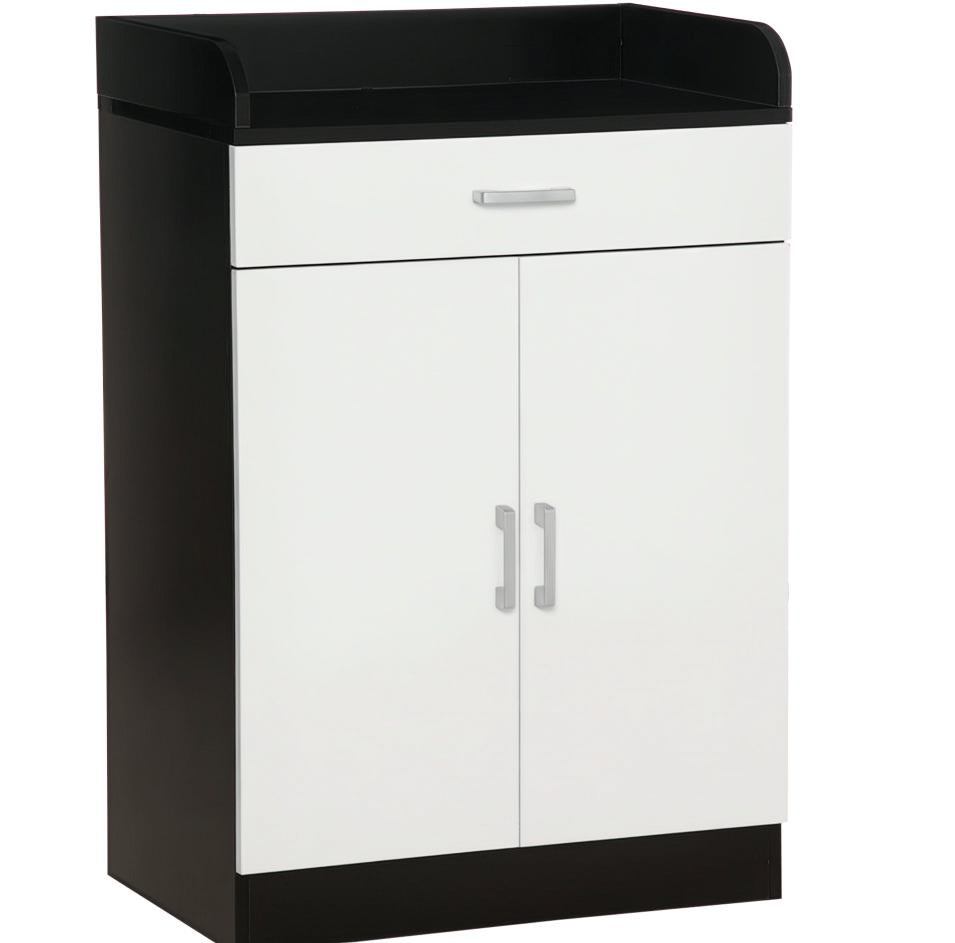 Wooden Cabinet with Drawer, Adjustable Shelf, Space-Saving Kitchen Cabinet, Living Room, and Entrance Hallway, in MDF wood, 60x40x90cm, Black and White