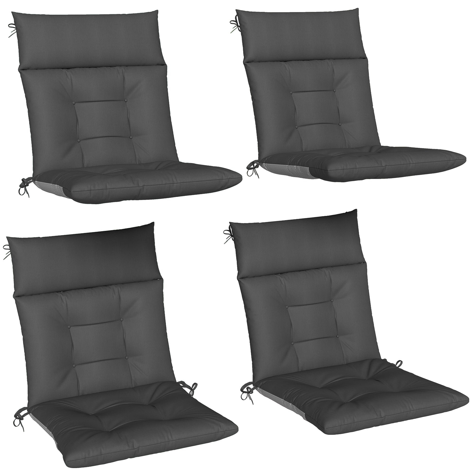 Outsunny 4er-Set Stullkëssen — 111,5 x 53 x 8 cm — waasserbeständeg, net-rutschend, mat Bänner, fir bannen an baussen — Donkelgriis