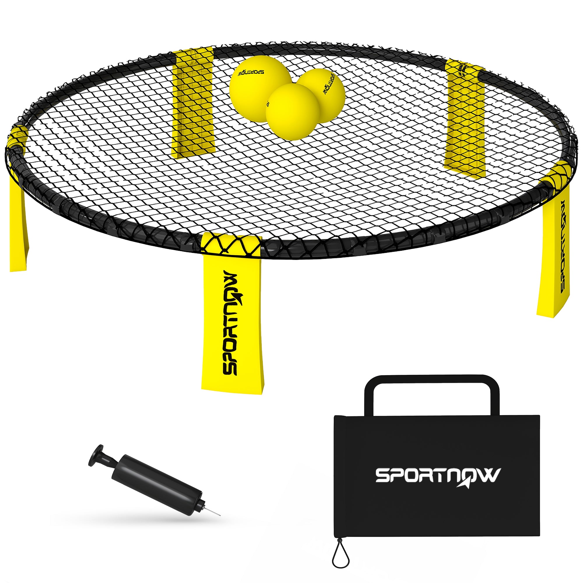 Set de Roundnet SPORTNOW avec filet de jeu, 3 balles, sac de transport et pompe à balle - Idéal pour le jardin, la plage et les parcs