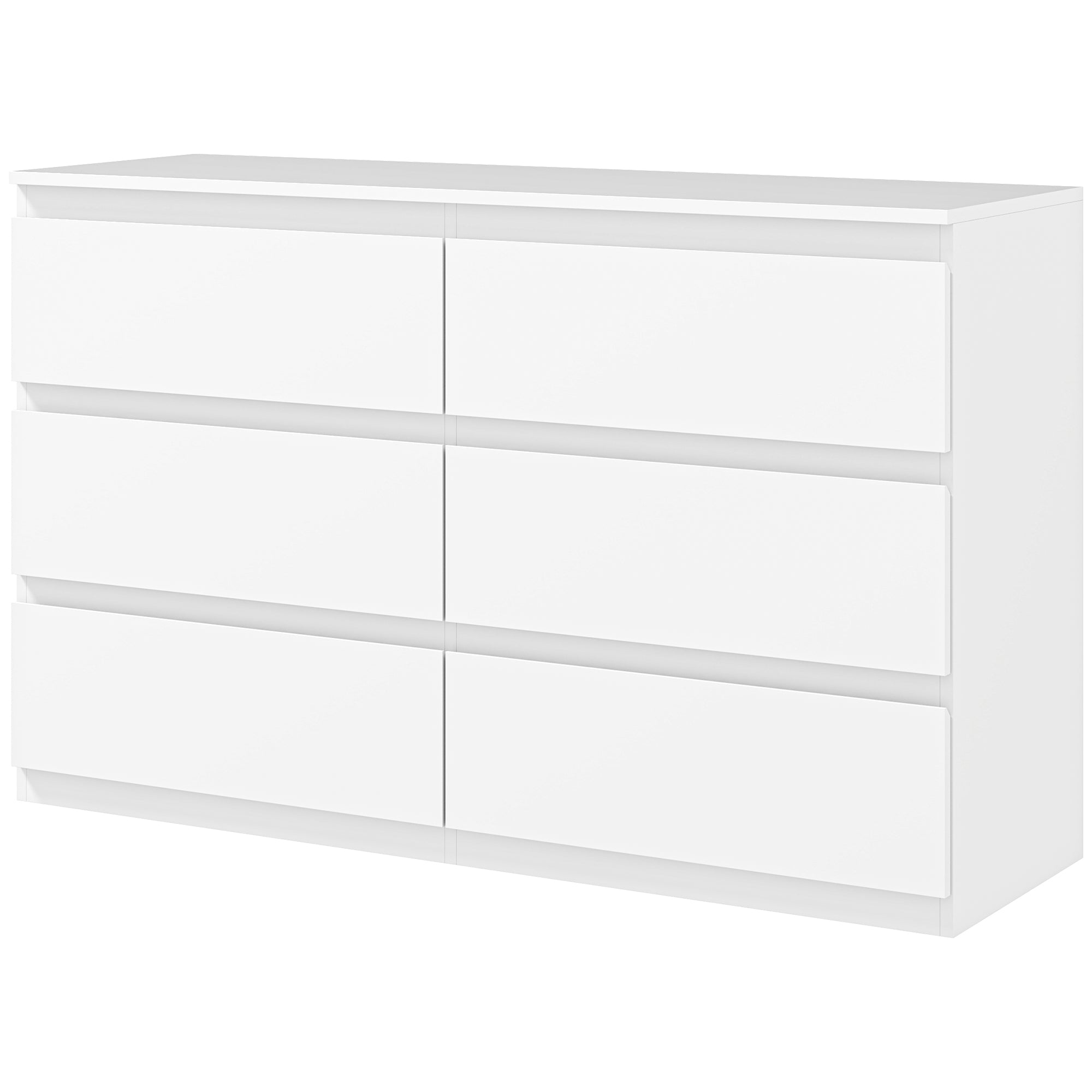 HOMCOM 6-dveřová skříňka se šuplíky, moderní styl s tichým zavíráním pro ložnici a obývací pokoj - 120 x 39 x 75 cm, Bílá