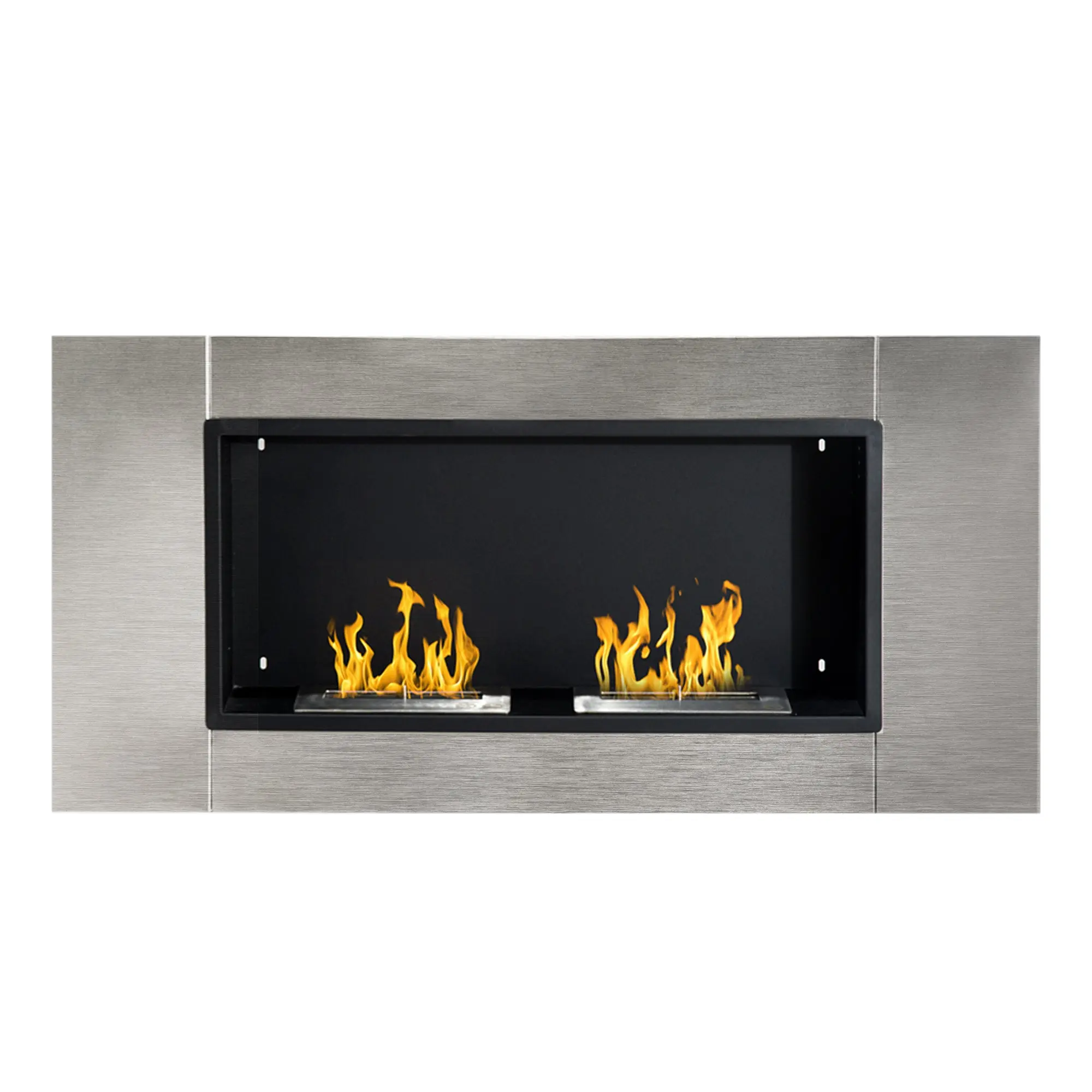 Wall-Mounted Bioethanol Fireplace with 2 Burners 3L Capacity 13600BTU 110 x 54 x 14.5cm