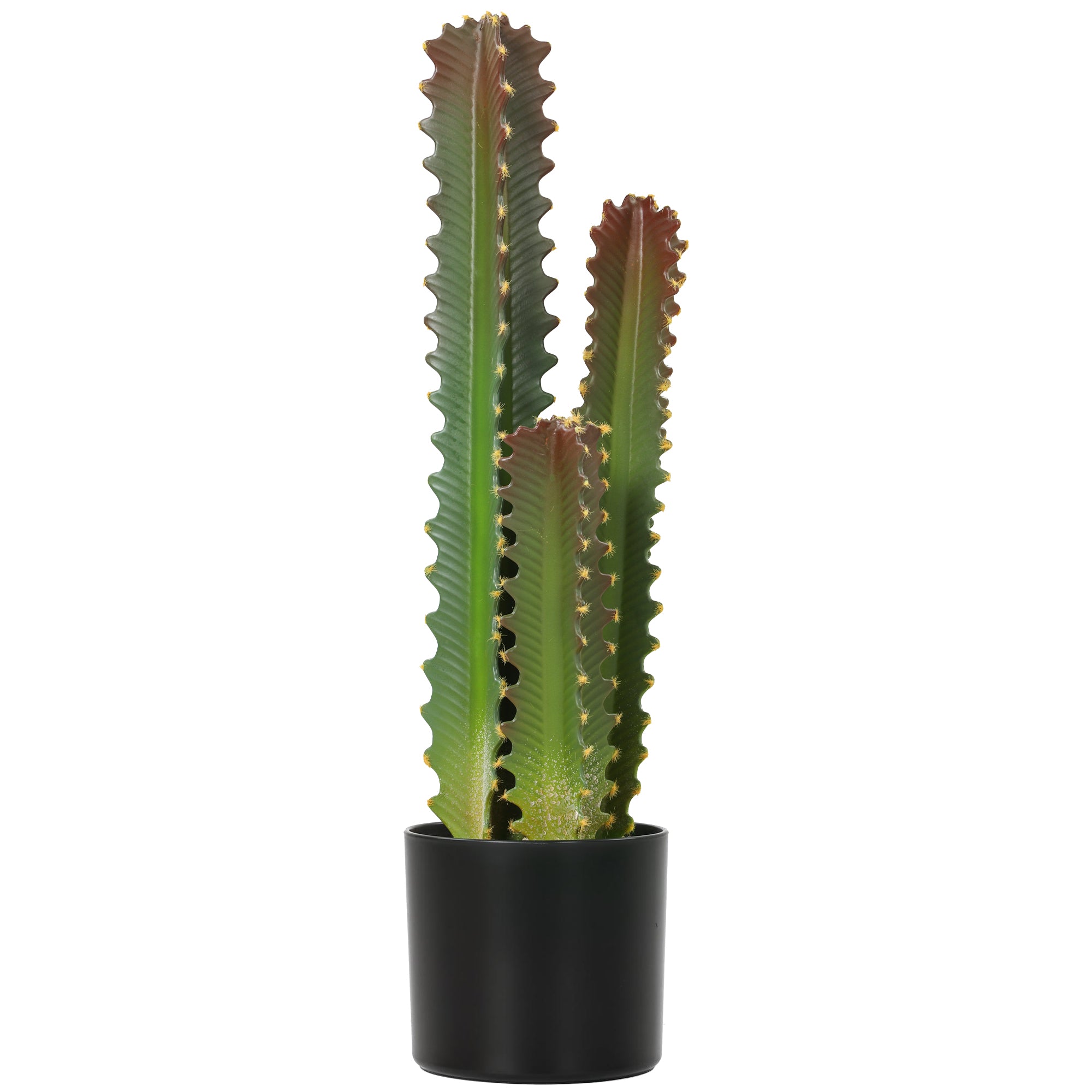 HOMCOM 66 cm künstlicher Kaktus im Topf, 3-armige dekorative Zimmerpflanze für Zuhause, Büro, Wohnzimmer, Grün
