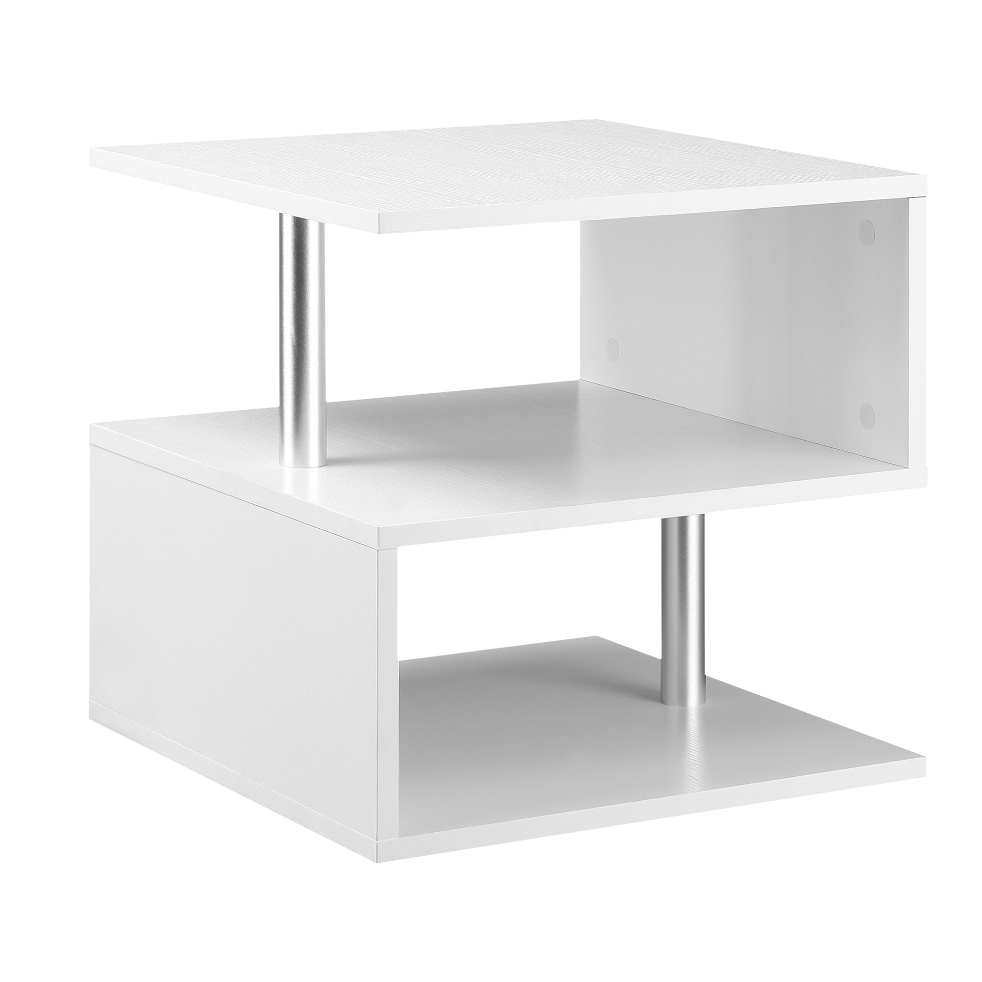 HOMCOM Sidebord Lille Sidebord Sofabord med S-formet Åben Kompartment Moderne Design 50x50x50 cm Hvid