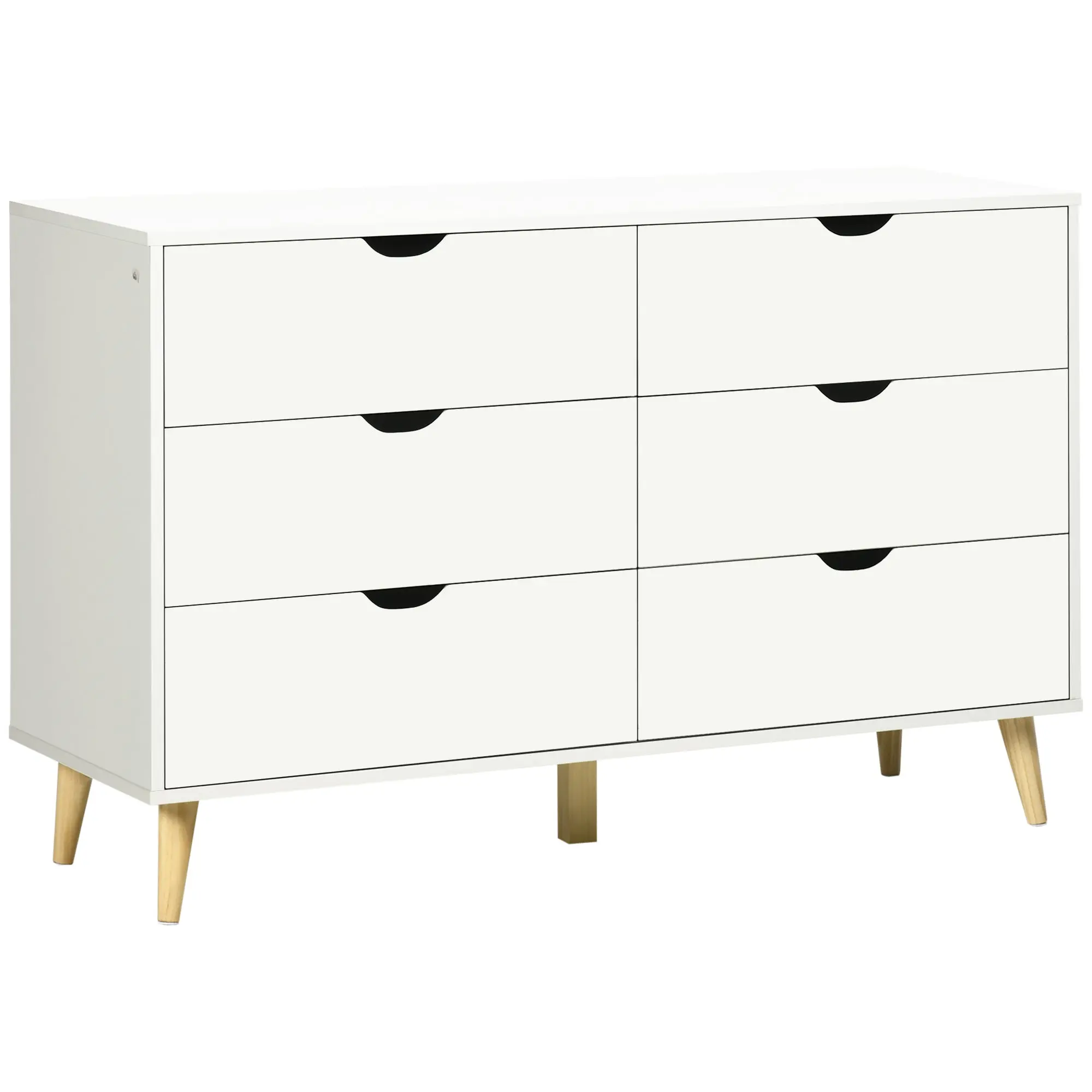 6-Drawer Dresser Cabinet Organizer with Drawers for Kitchen Bedroom Living Room Study Modern Style Anti-tip 120x40x76 cm White