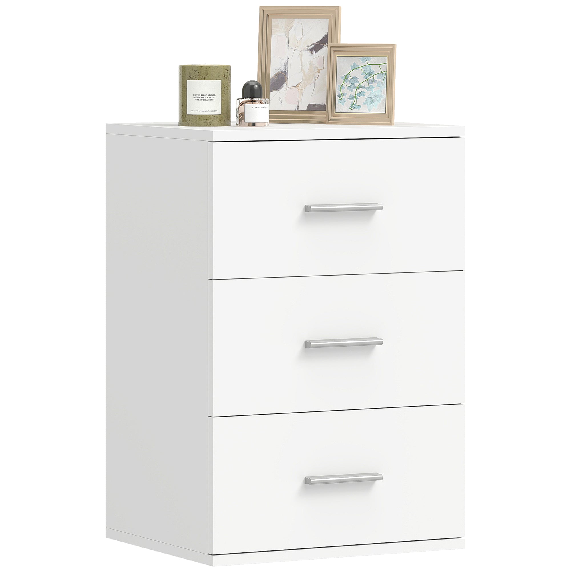HOMCOM nachtkastje met 3 lades, MDF, wit