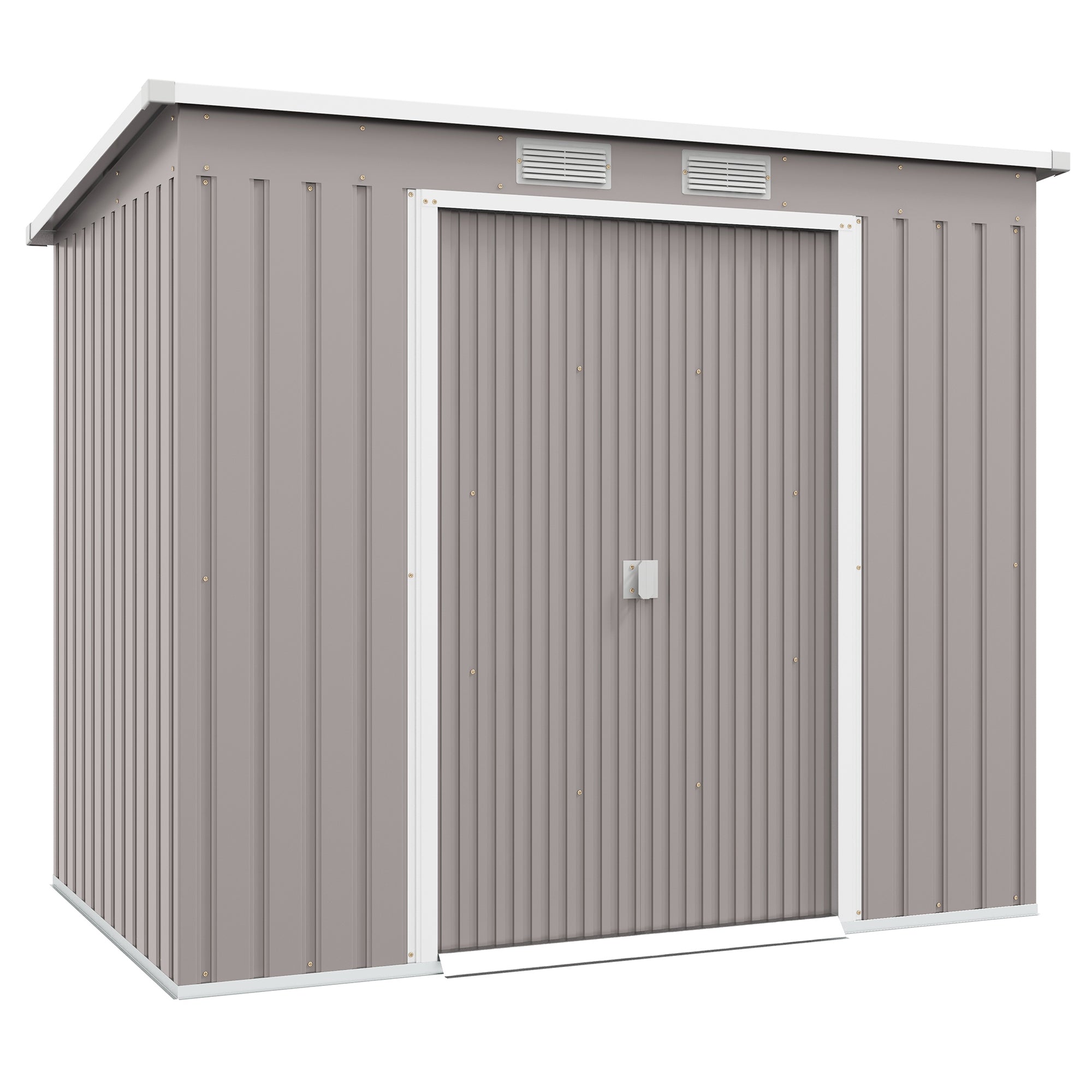 Outsunny Υπαίθριο Κήπου Σαχνιστή 3.2 m² 213x130x172 cm με Ολισθαίνουσα Πόρτα, Κεκλιμένη Στέγη και Ενισχυμένη Βάση (Δάπεδο Όχι Συμπεριλαμβάνεται) και 2 Παράθυρα Ανοιχτό Γκρι