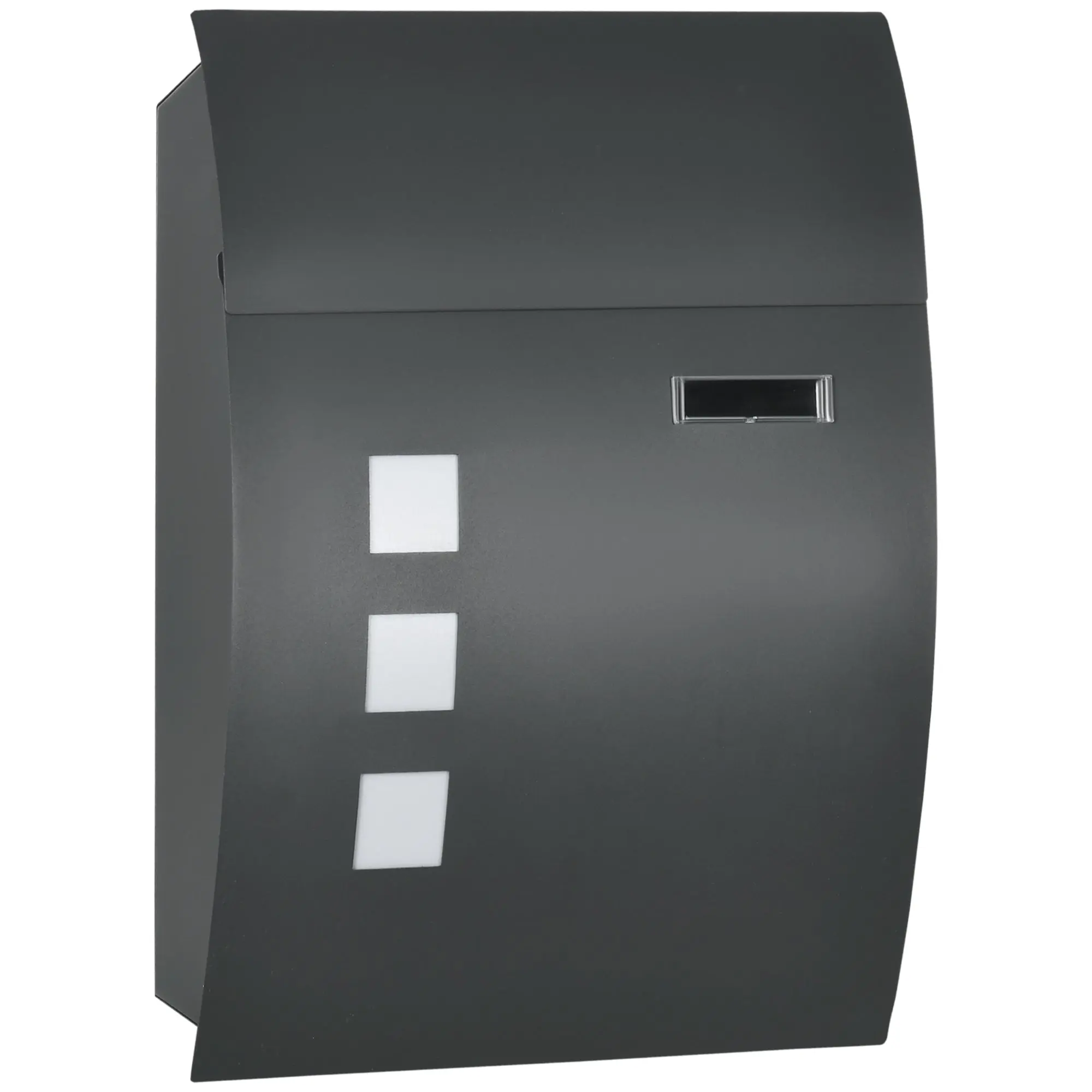 Letterbox Mailbox with Lid, Lock, Wall Mailbox with Window Slot Made of Galvanized Steel, for Outdoor Use, 32 x 10 x 45 cm, Dark Gray