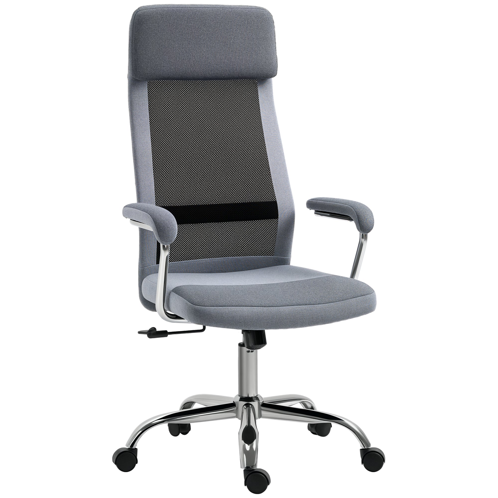 Vinsetto Ergonomikus Forgatható Irodai Szék, Magasságállító és Hintázó Funkció, Hálós Szövet Karosszék 65x67x119-129cm Szürke