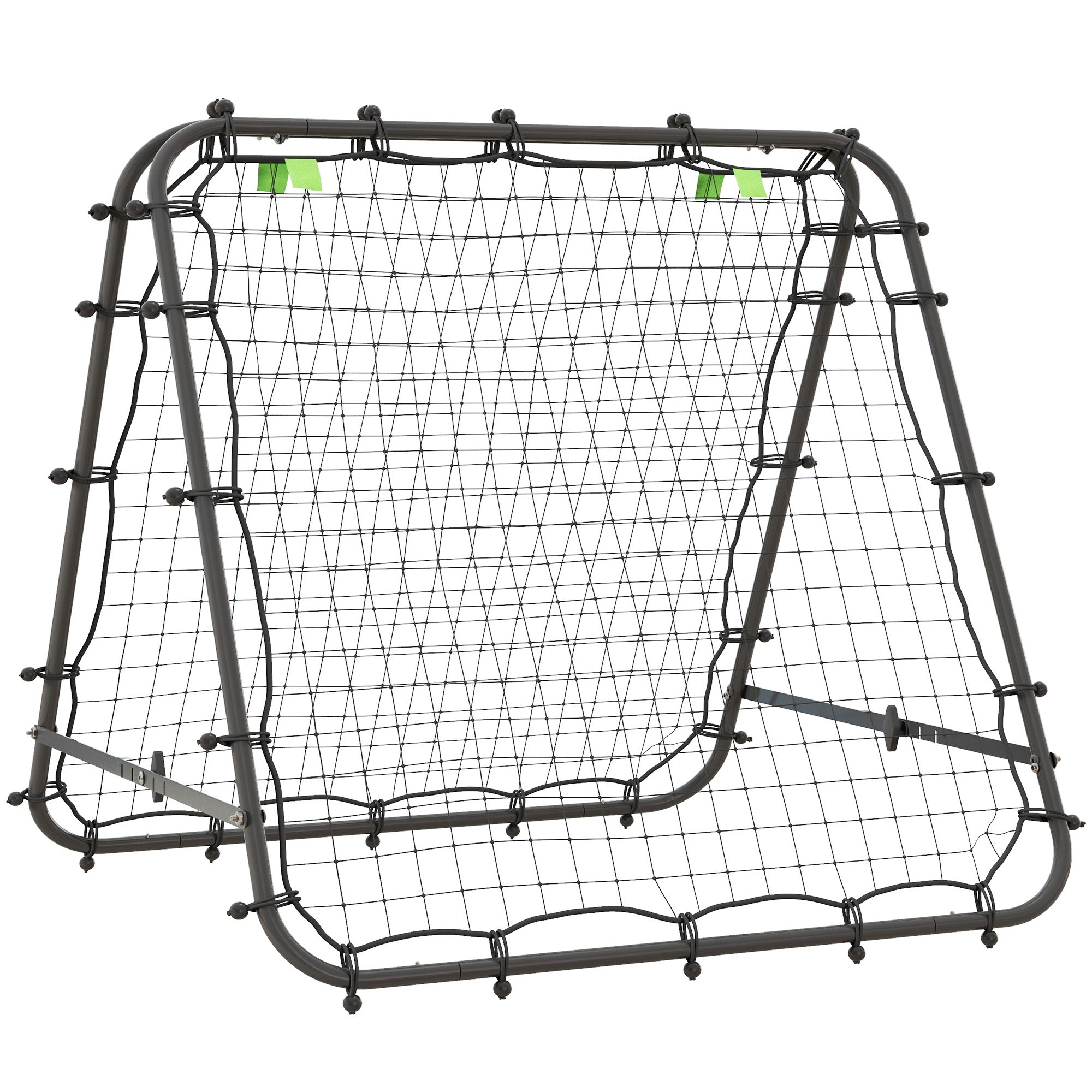 HOMCOM Futbola Atgriešanās Sienas, Regulējama Sienu Pēdas ar 5 Leņķa Pozīcijām un Atgriešanās Tīklu, 100 x 95cm Futbola Vārti Pusaudžiem, Atgriešanās Siena Handbola Treniņiem, Melna