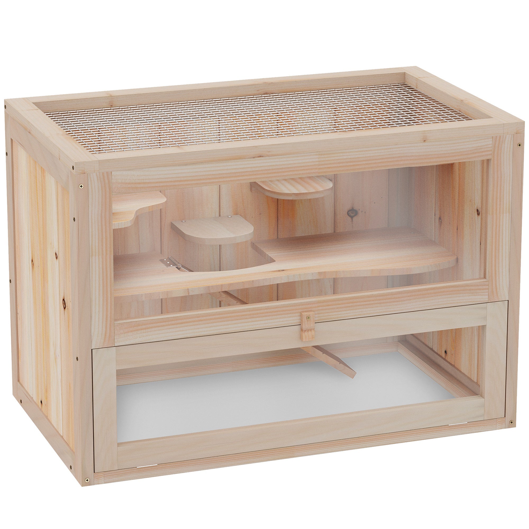 PawHut Kleine Dierenkooi Houten 60 x 35 x 42 cm