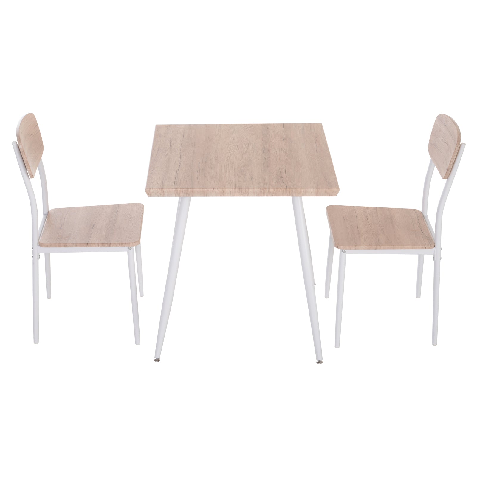 HOMCOM 3-teiliges Esszimmer-Set mit 2 Stühlen – Essgruppe mit Metallgestell für Esszimmer, Küche Natur + Weiß