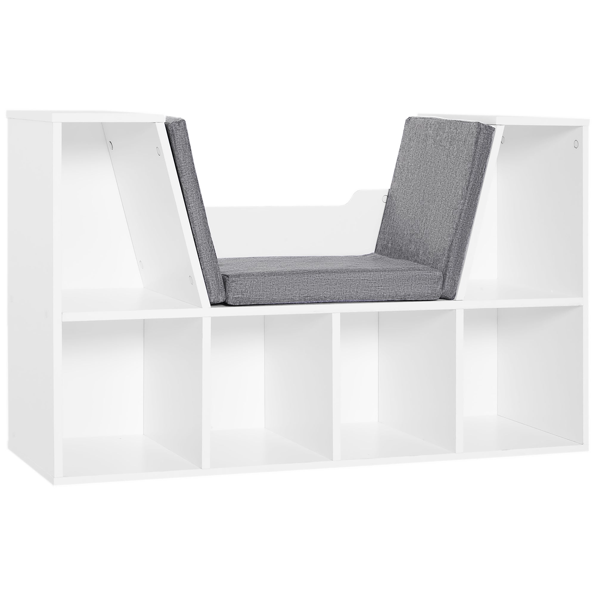 Bookcase with Seat 6 Cube Original Children's Bookcase Shoe Rack with Cushion Shelf with Bench Multi-Purpose 102x30x61cm