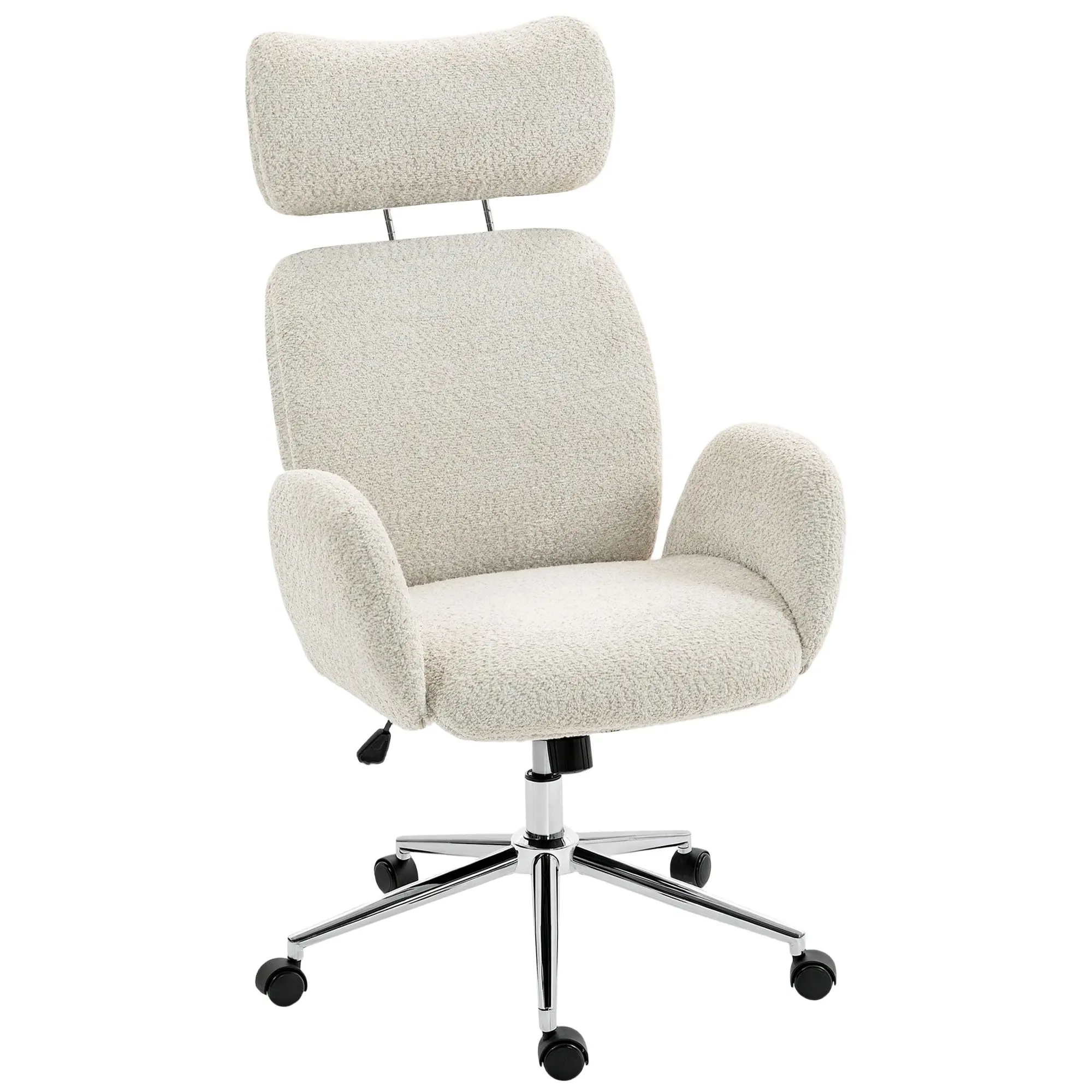 Ergonomic Office Chair with Adjustable Headrest, High Back Swivel Desk Chair with Tilt Function, Pocket Spring Seat, Padded Armrests, Height Adjustable Computer Chair, Light Grey