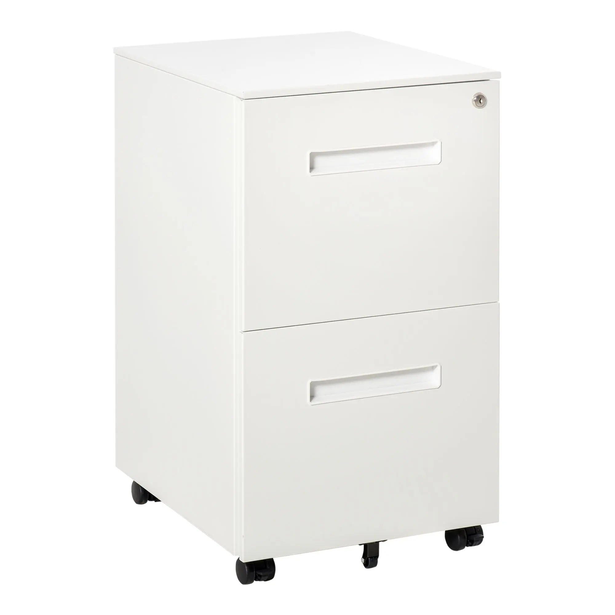Filing Cabinet with 2 Drawers Lockable Rolling Cabinet Office Container Office Cabinet with Wheels Under Desk Storage with Hanging Files, for A4-sized Documents Steel 39 x 48 x 67 cm