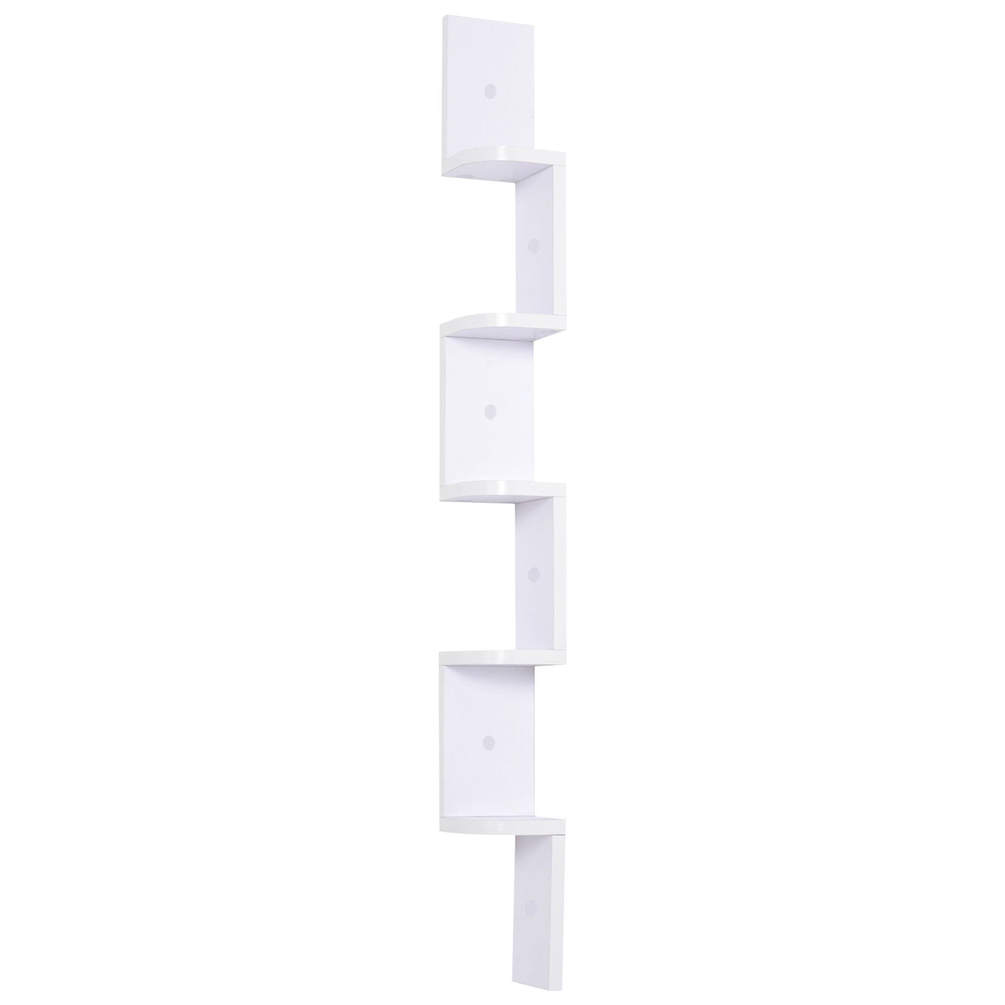 HOMCOM 5-stufiges Zickzack Wandregal für Ecke Höhe 120 cm Weiß Holz
