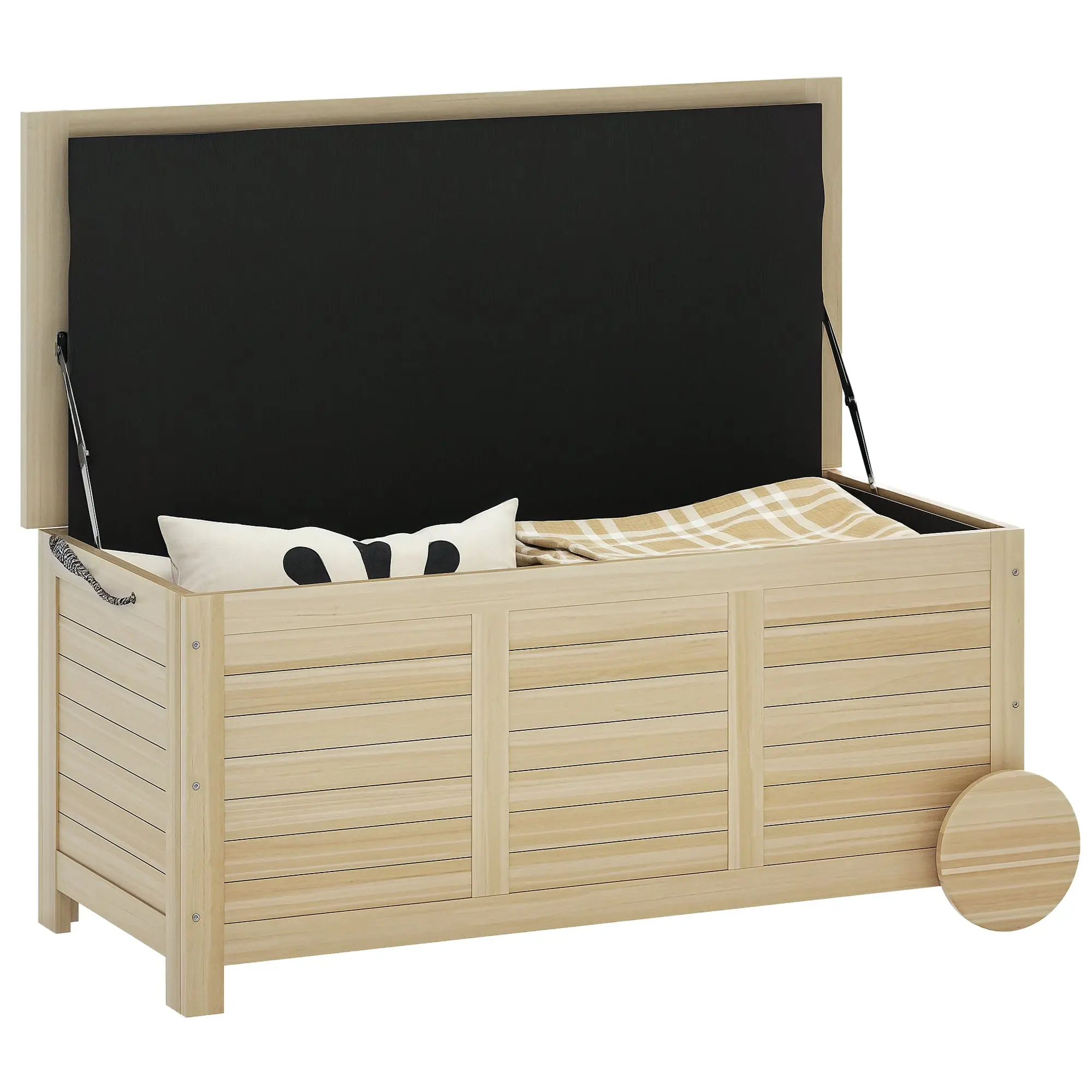 Cushion Box 185 L Storage Waterproof Garden Box with Wheels Wood Weatherproof UV Resistant Cushion Box Storage Chest for Outdoor Garden Balcony Natural Wood