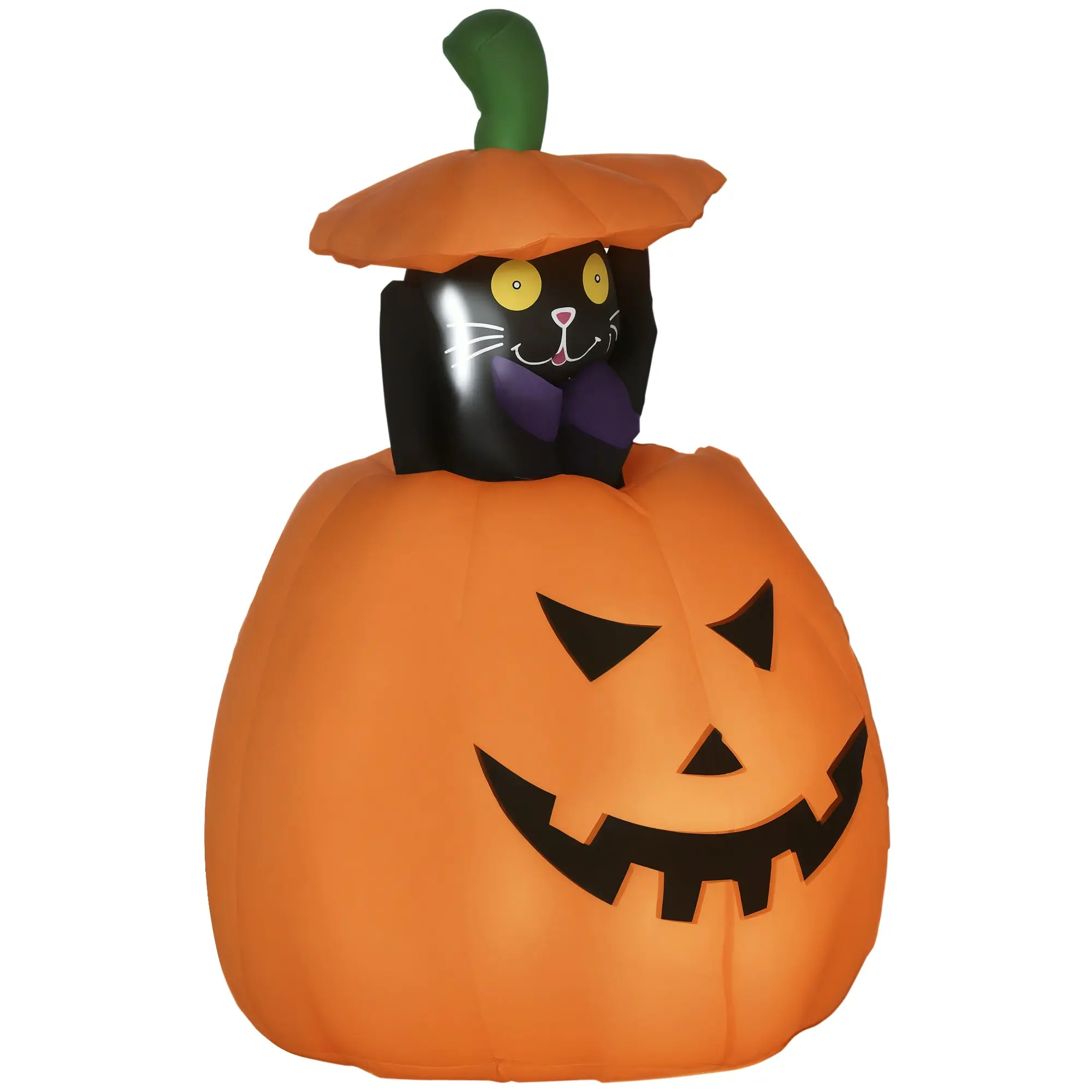 Inflatable Halloween Pumpkin with Cat Height 91-115 cm Halloween Decoration with LED Lights IP44 2 Inflators for Garden Outdoor Parties 76x64x91-115 cm Orange