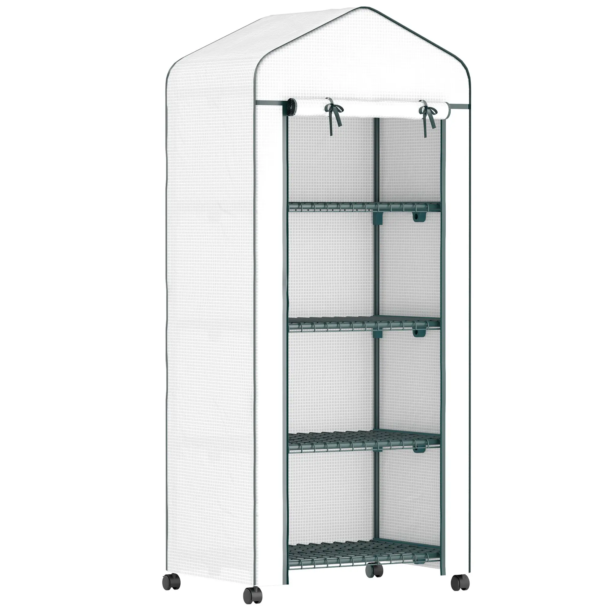 Greenhouse with Rollers, Shelves, Winterproof Steel Foil Greenhouse, Greenhouse for Balcony, Garden, Tomato House 69 x 50 x 165 cm, Tomato Greenhouse for Tomatoes, Flowers, Plants White