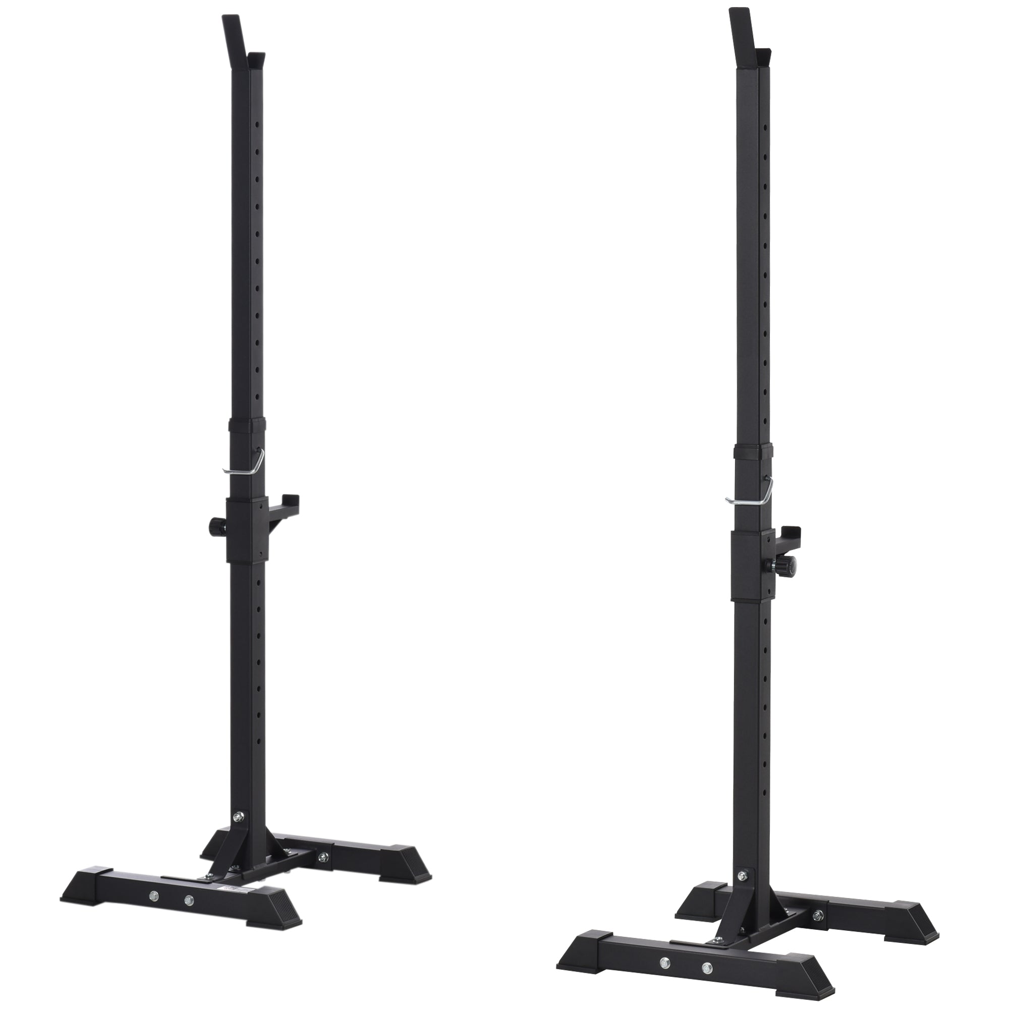 HOMCOM Vægtstativ til Vægte Stålvægtstativ med 12 Niveauer Justerbar Højde Max Last 150 kg til Hjemmegymnastik 50x49x124-154 cm Sort