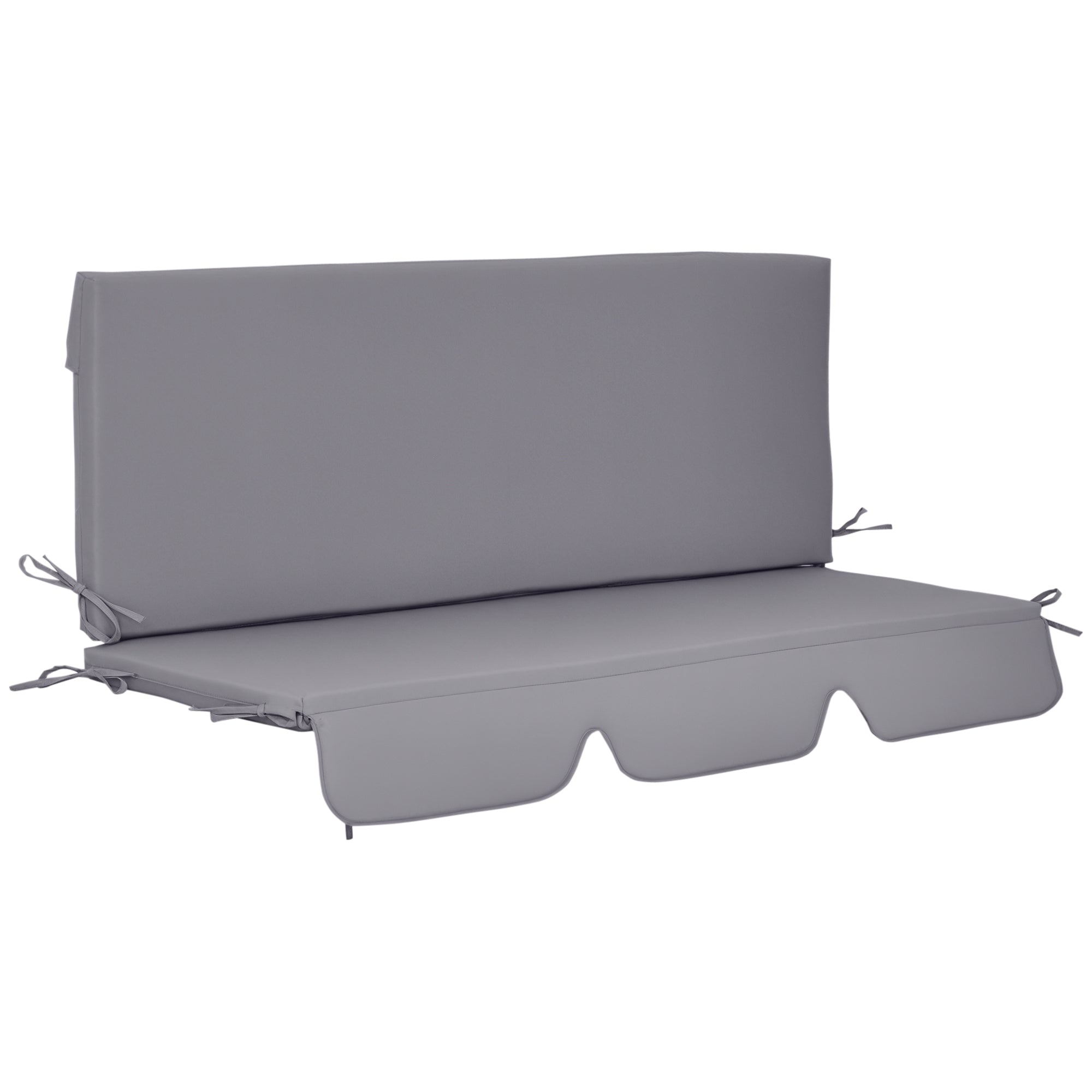 Outsunny 2-частовa мека възглавница за люлеещи се столове 130x45x5 см Патешка възглавница за градина, тераса и балкон Сив