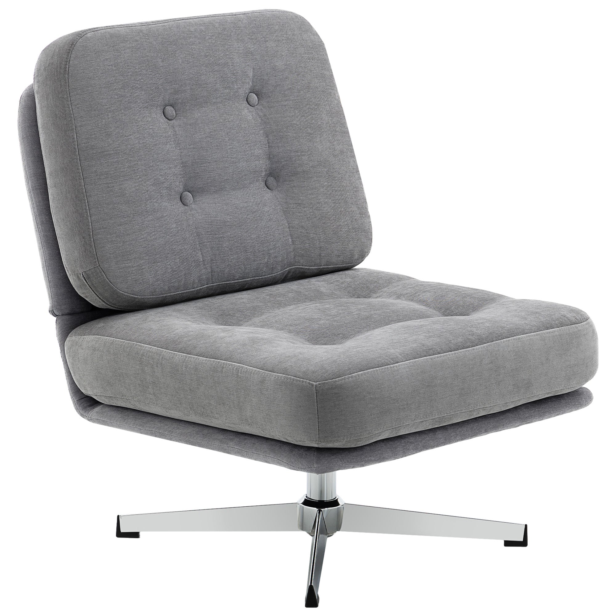 HOMCOM 360° dréibare Chenille-Lounge-Fauteuil — Extra-breet, gepolstert Lies-Sëtz mat Metallbeen, liichtgriis