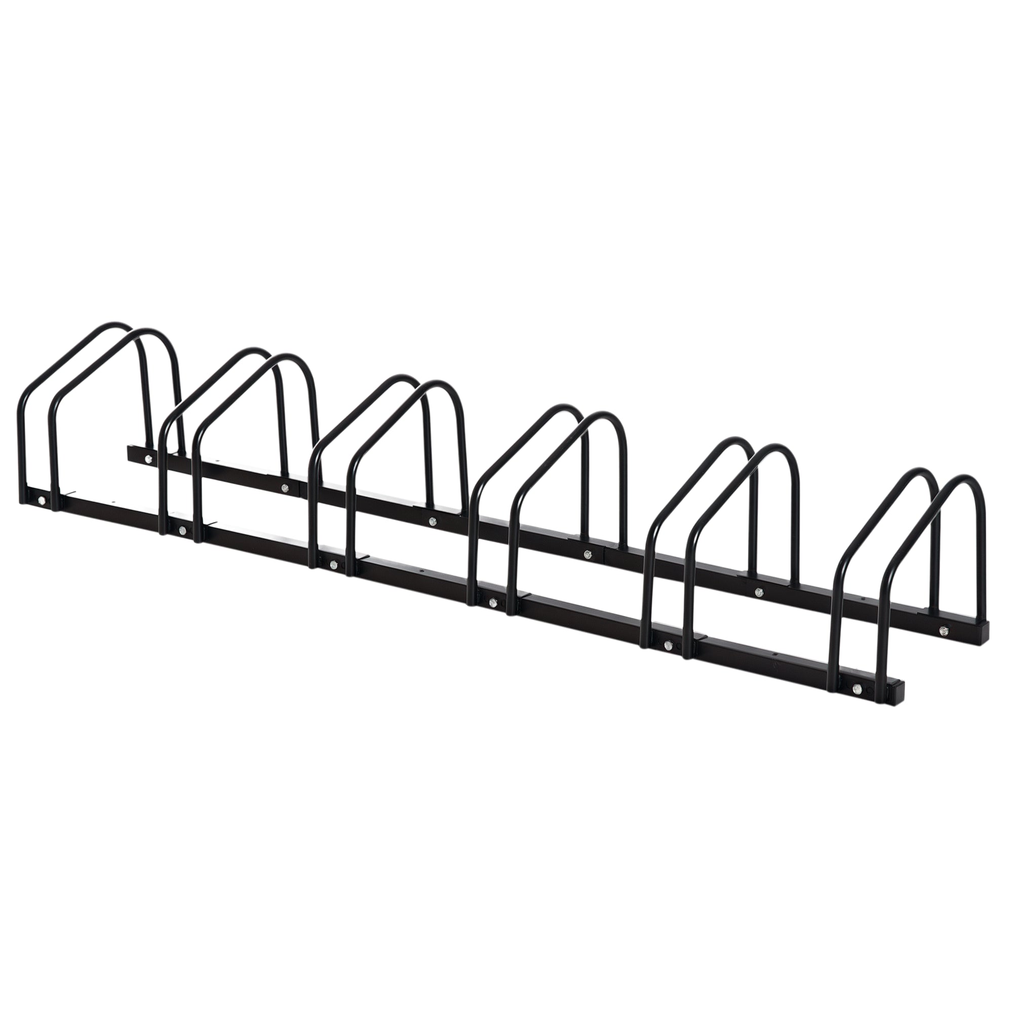 HOMCOM Fietsenstandaard Multi-Fietsenrek Weerbestendig Duurzaam Vloer- en Wandmontage Staal voor 6 Fietsen Zwart 179 x 33 x 27 cm