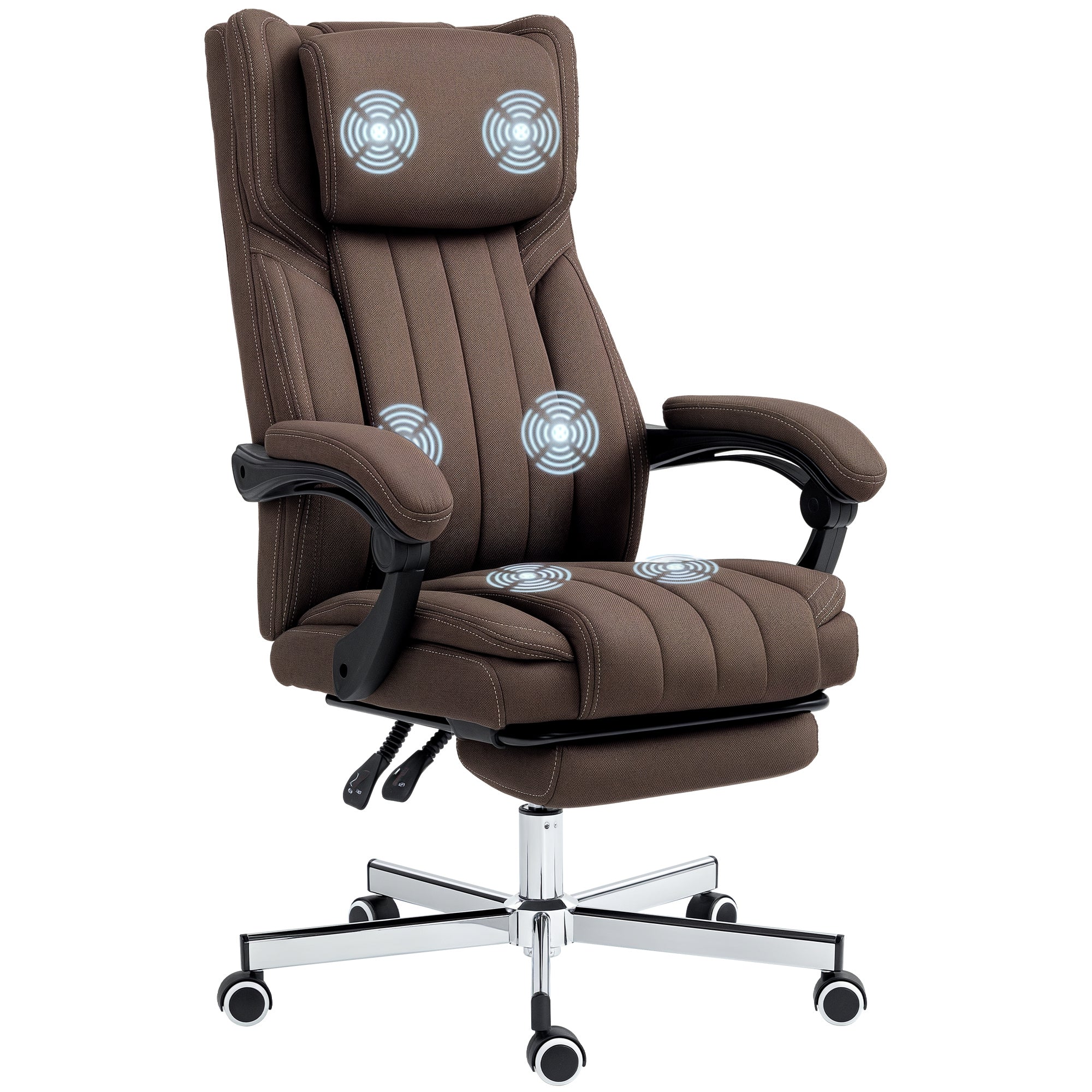Massage Chair with 6 Massage Points Swivel Office Chair Reclinable Desk Chair with Adjustable Height Remote Control Footrest and Headrest Dark Brown