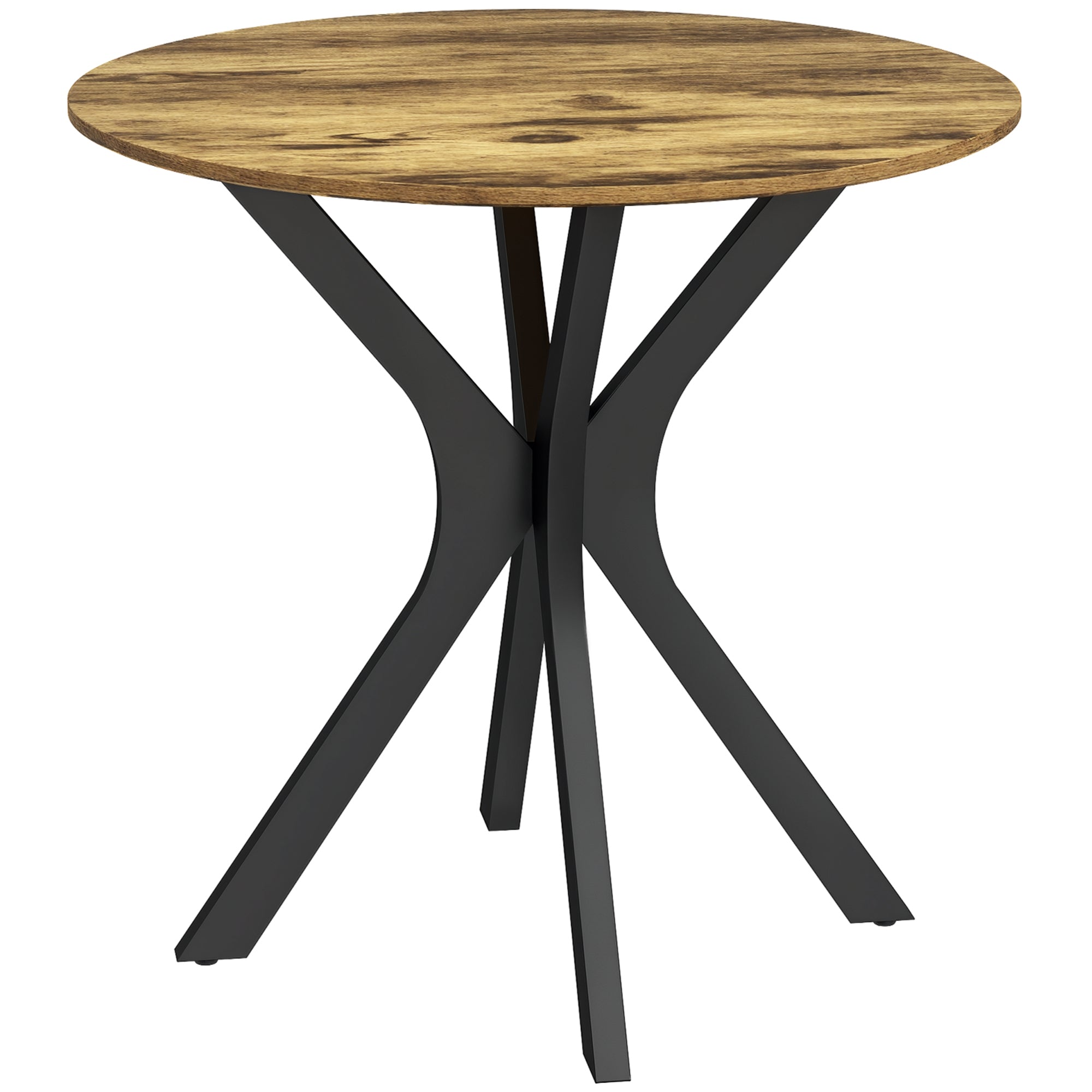 Dining Table 78 x 78 cm Round Kitchen Table for 2 People Dining Table with Spider Steel Frame Coffee Table for Kitchen, Dining Room, and Living Room Rustic Brown