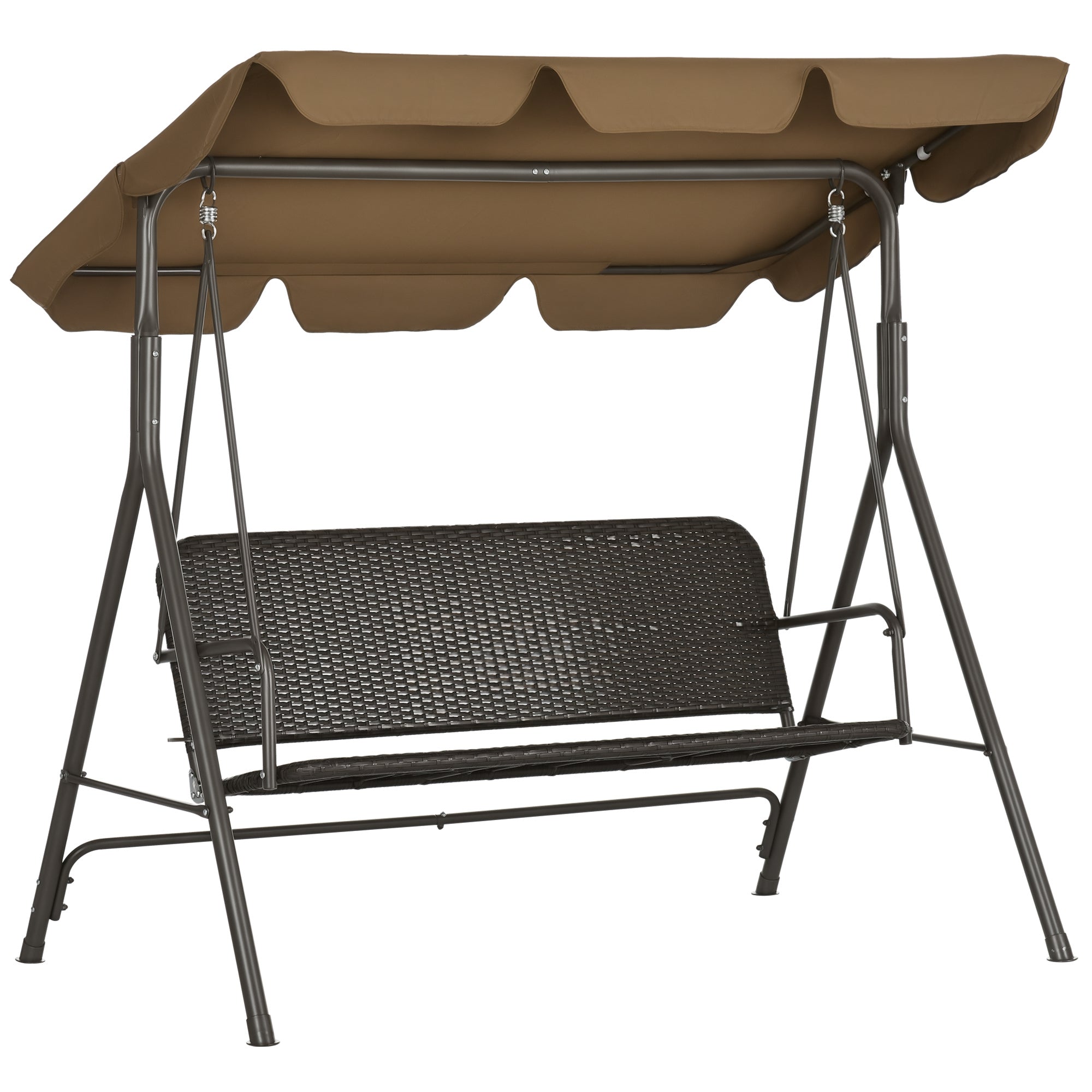 Outsunny 3-személyes Kültéri Kerti Hinta Állítható Napernyővel PE Rattan Üléssel és Karfákkal erkélyhez, teraszhoz, udvarhoz, teherbírás: 240 kg, 167x112x153 cm